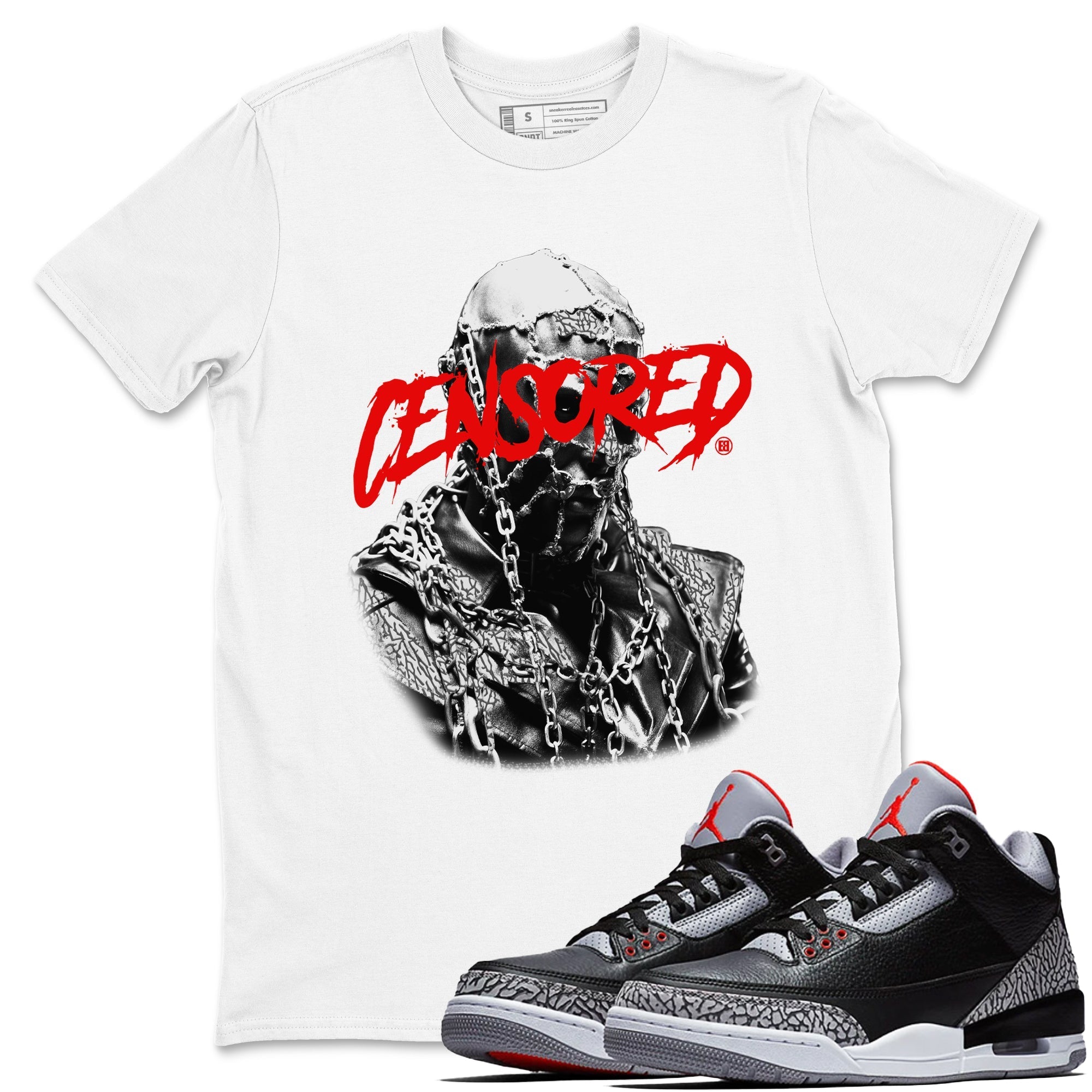 Censored Graphic snkmatch Tees - Air Jordan 3 Black Cement