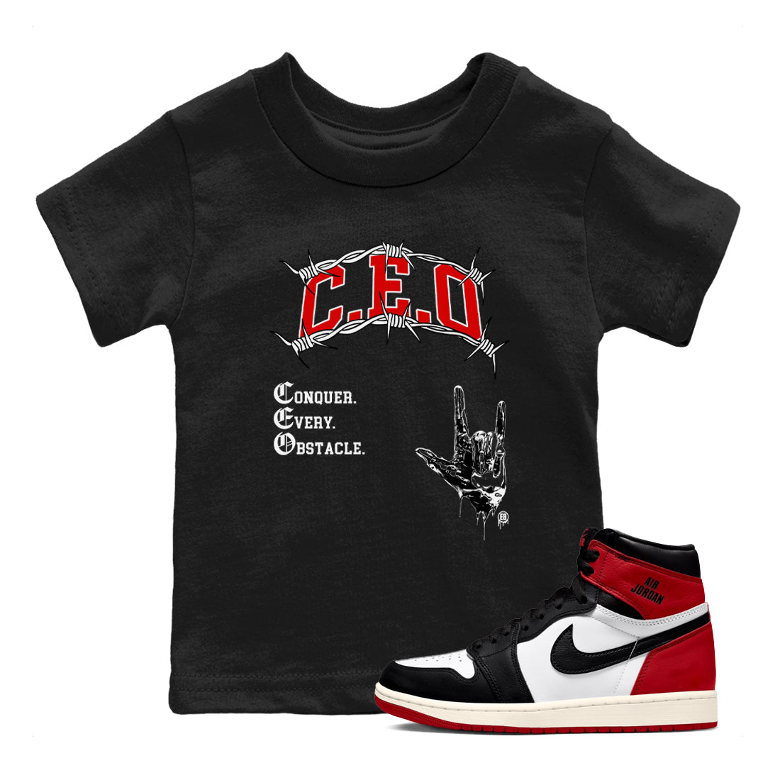 CEO snkmatch Tees Kids - Air Jordan 1 Black Toe Reimagined