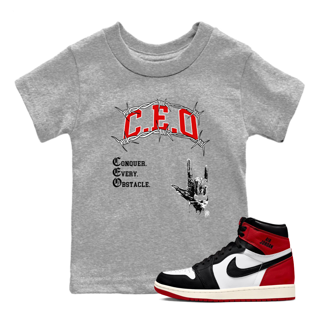 CEO snkmatch Tees Kids - Air Jordan 1 Black Toe Reimagined