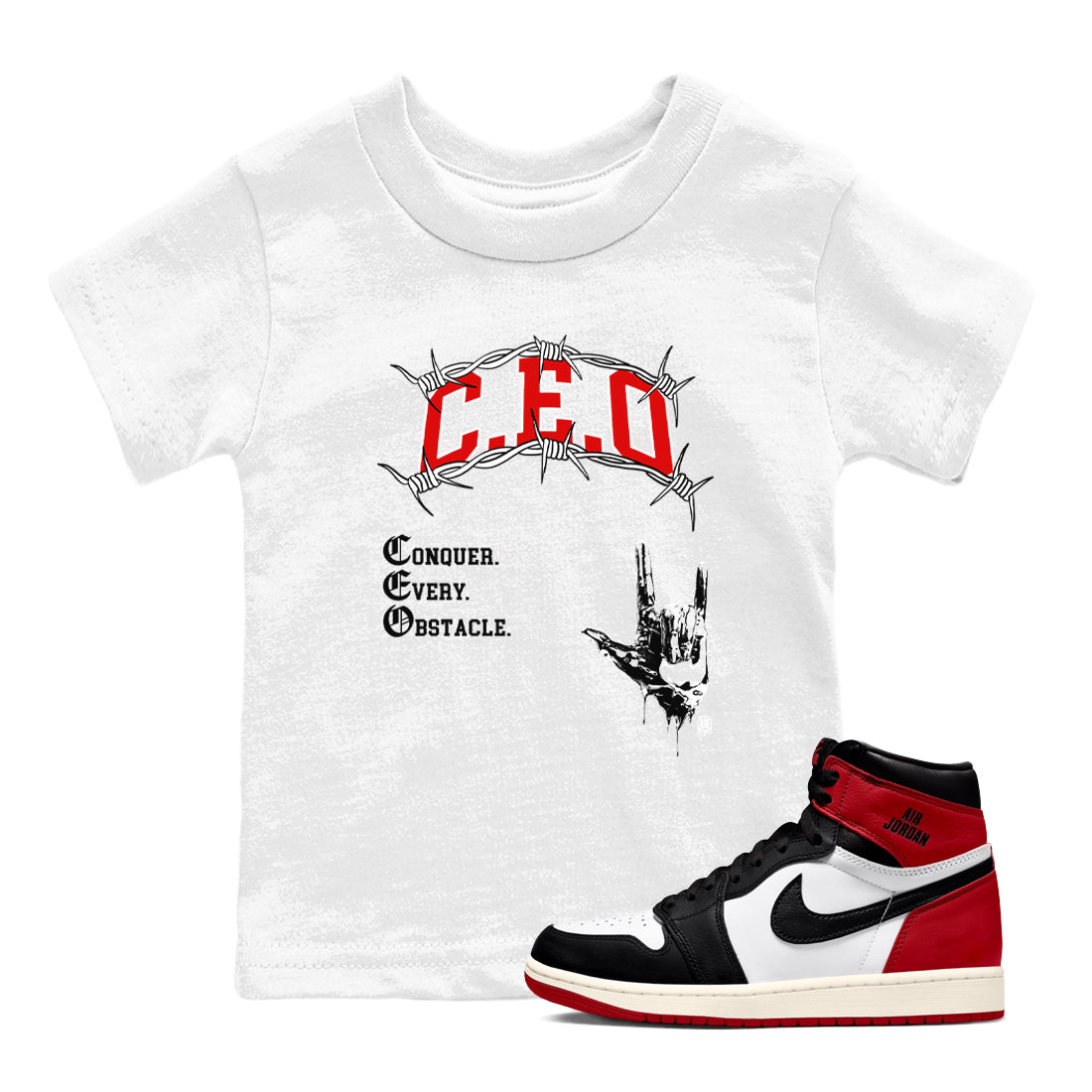 CEO snkmatch Tees Kids - Air Jordan 1 Black Toe Reimagined