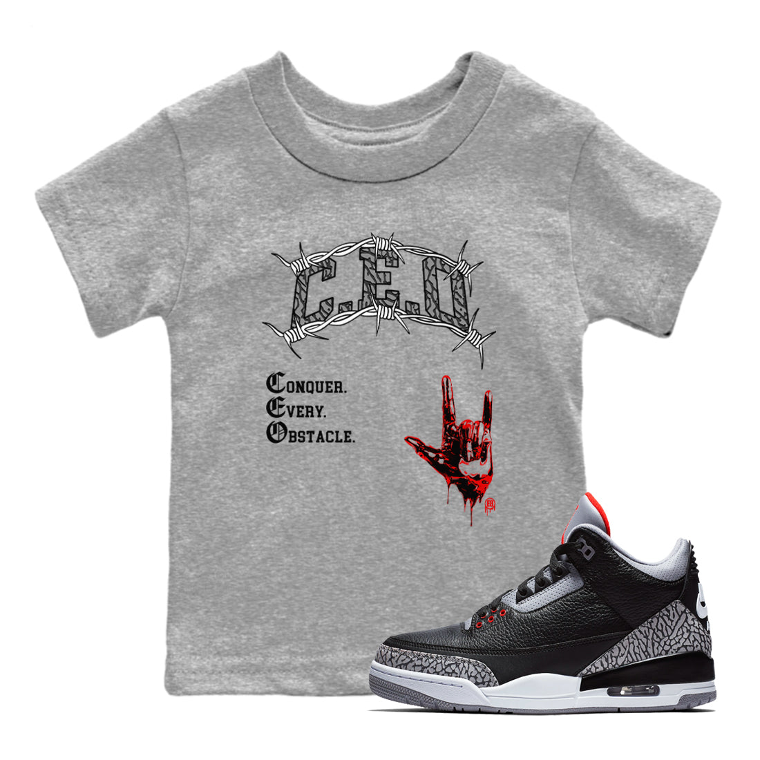 CEO snkmatch Tees Kids - Air Jordan 3 Black Cement