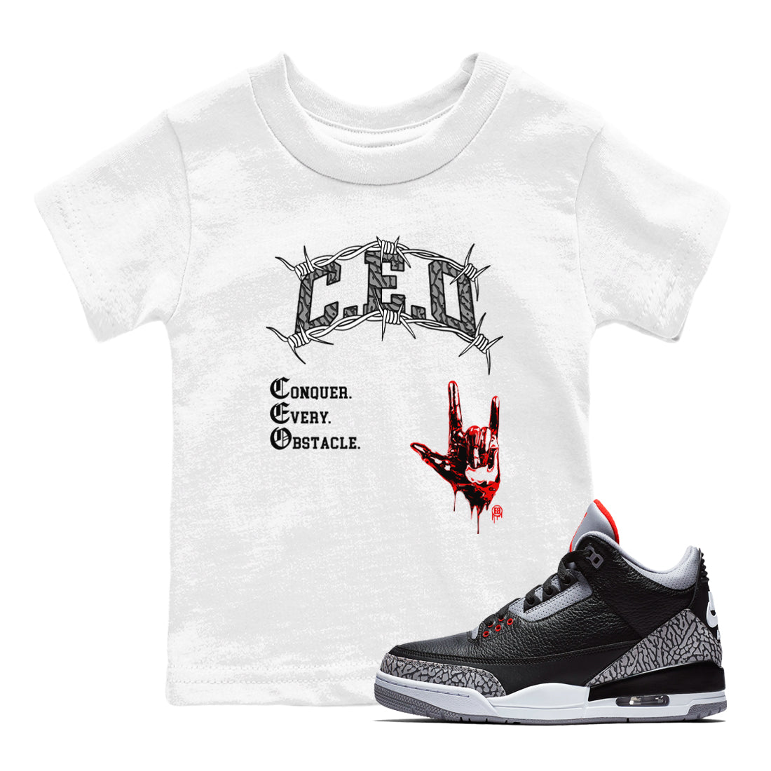CEO snkmatch Tees Kids - Air Jordan 3 Black Cement