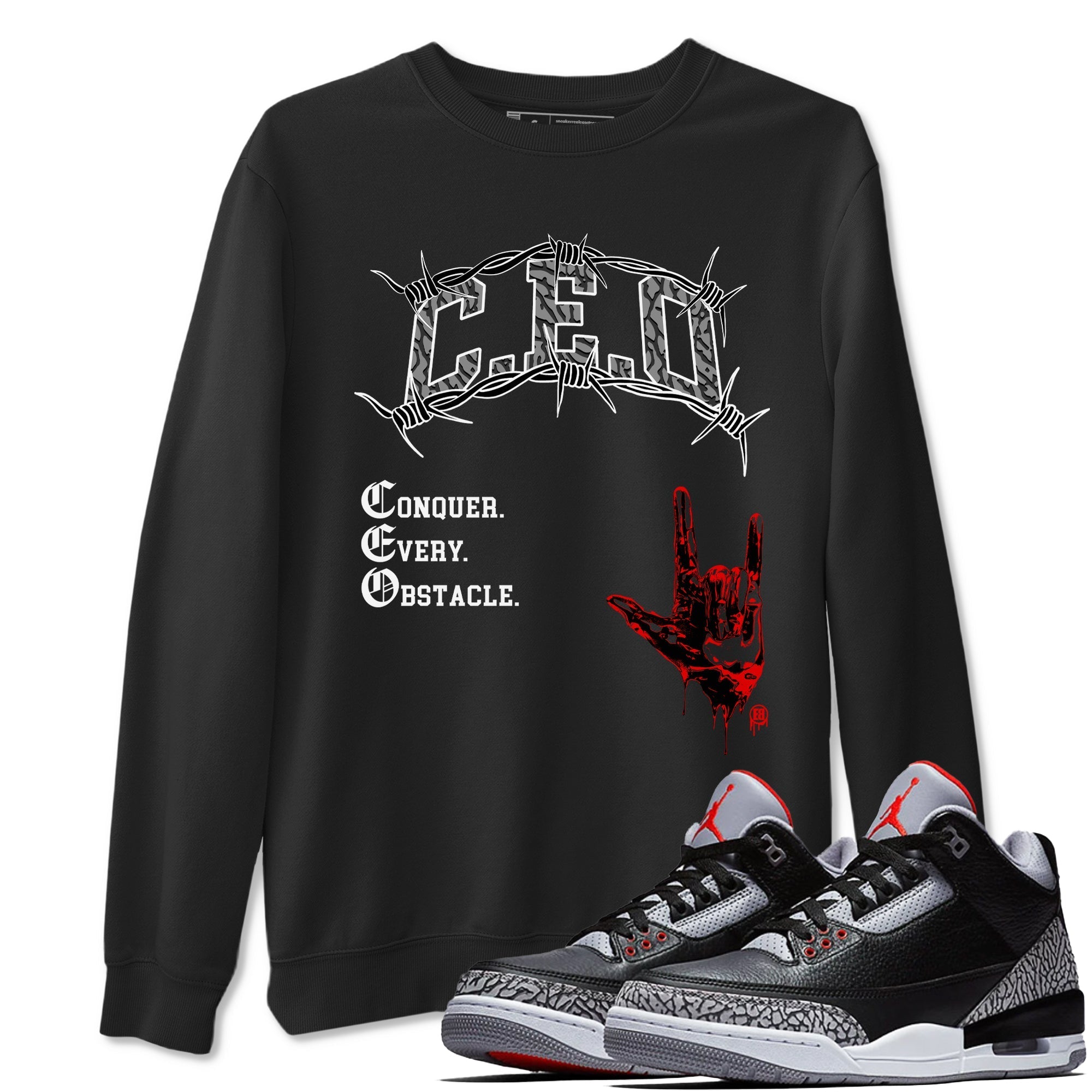 CEO snkmatch Tees - Air Jordan 3 Black Cement