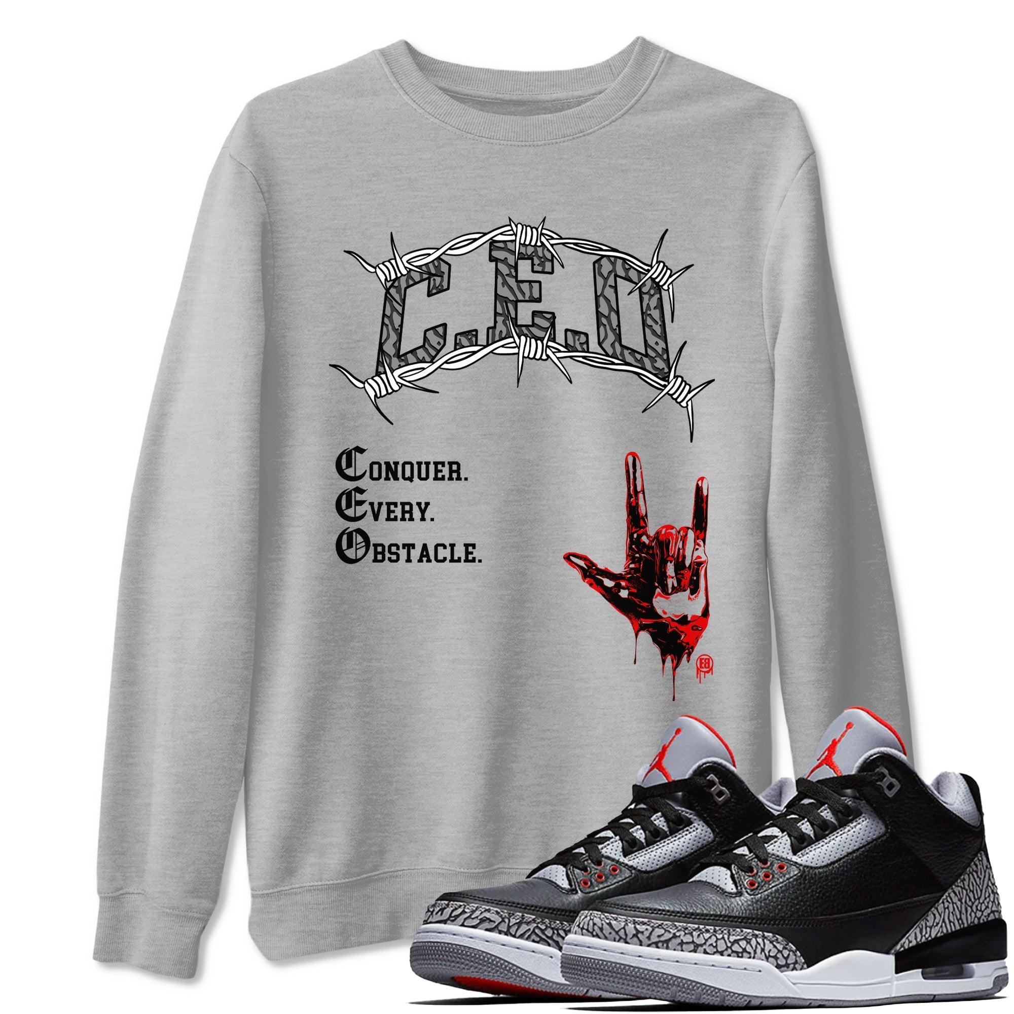 CEO snkmatch Tees - Air Jordan 3 Black Cement