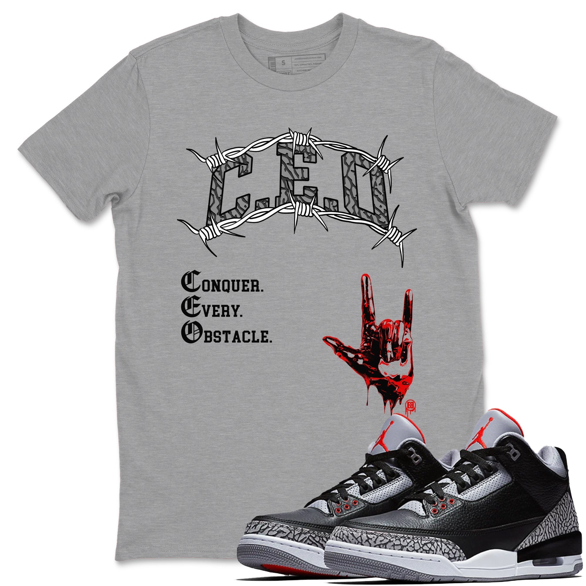 CEO snkmatch Tees - Air Jordan 3 Black Cement