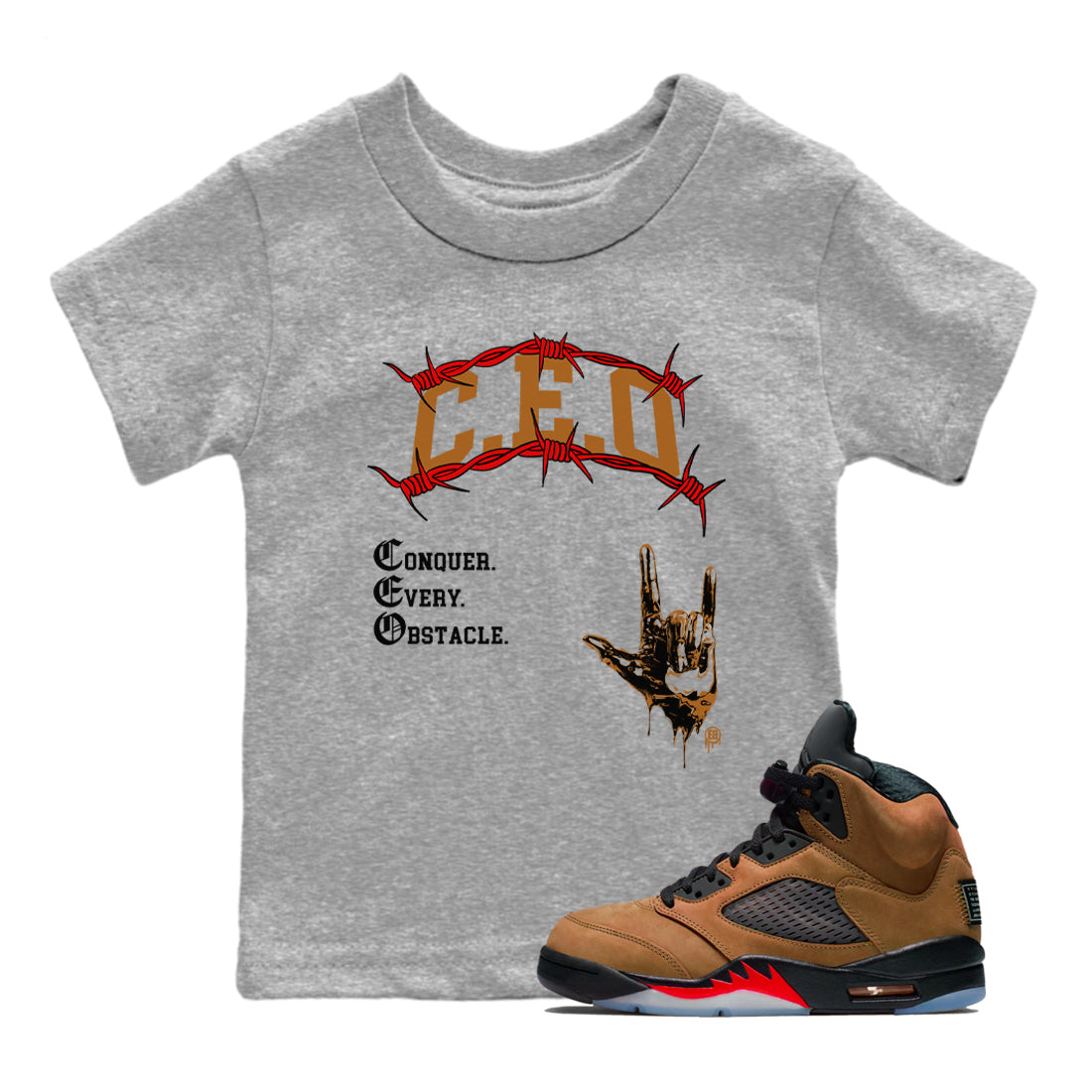 CEO snkmatch Tees Kids - Air Jordan 5 Archaeo Brown