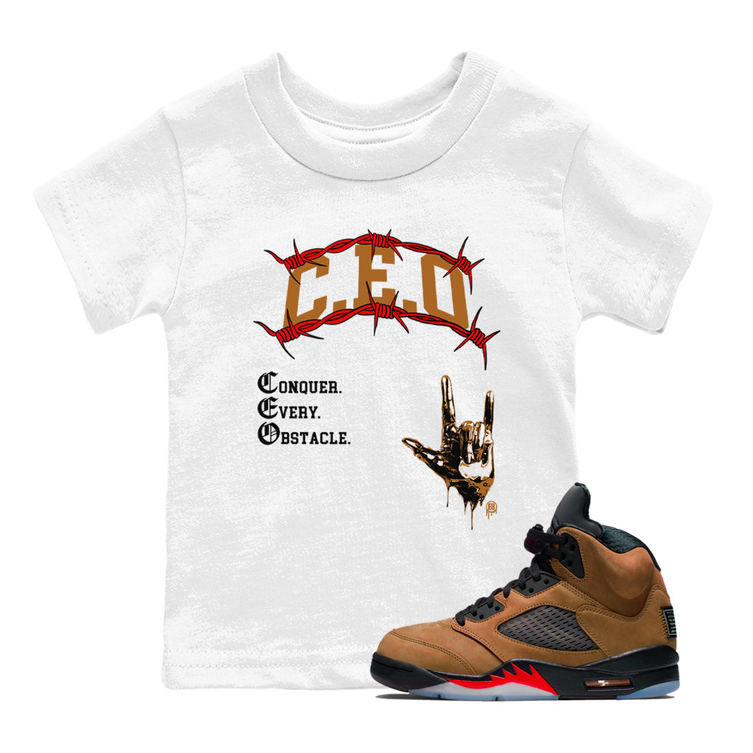 CEO snkmatch Tees Kids - Air Jordan 5 Archaeo Brown