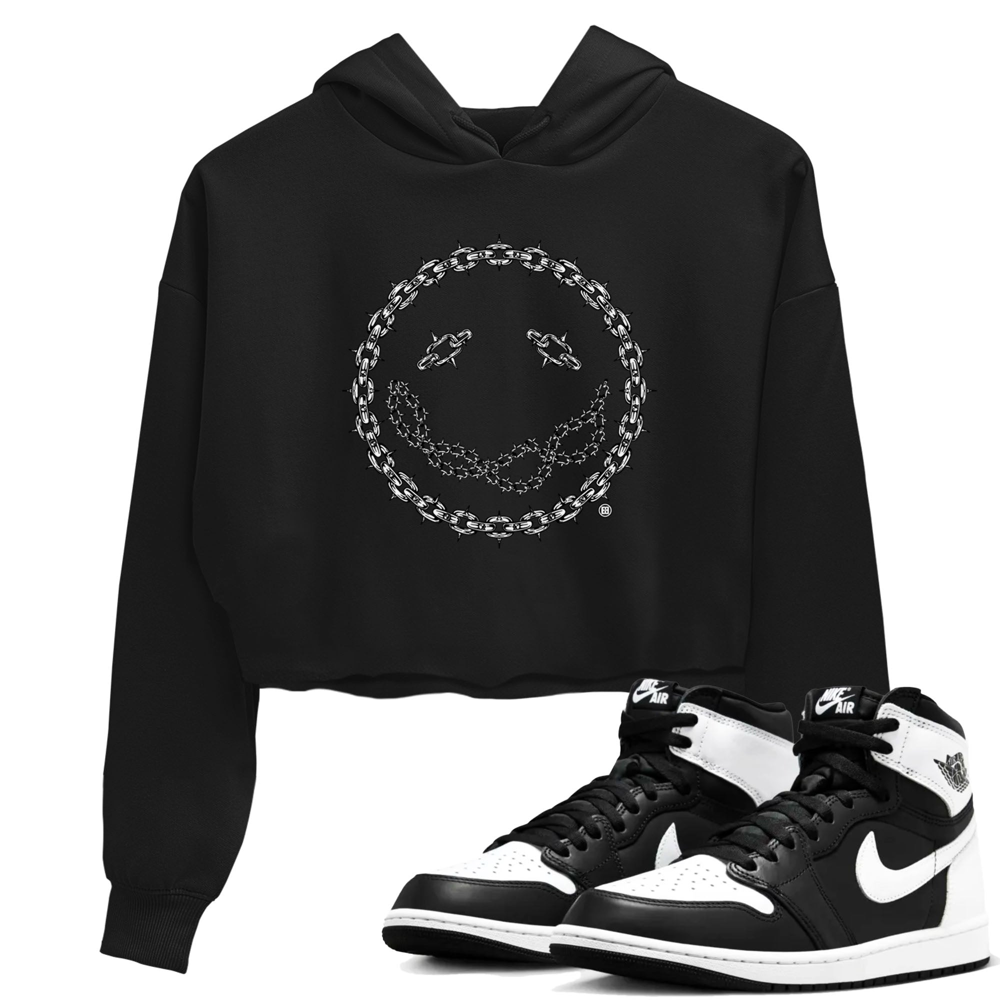 Chain Smile snkmatch Women's Top - Air Jordan 1 Black White