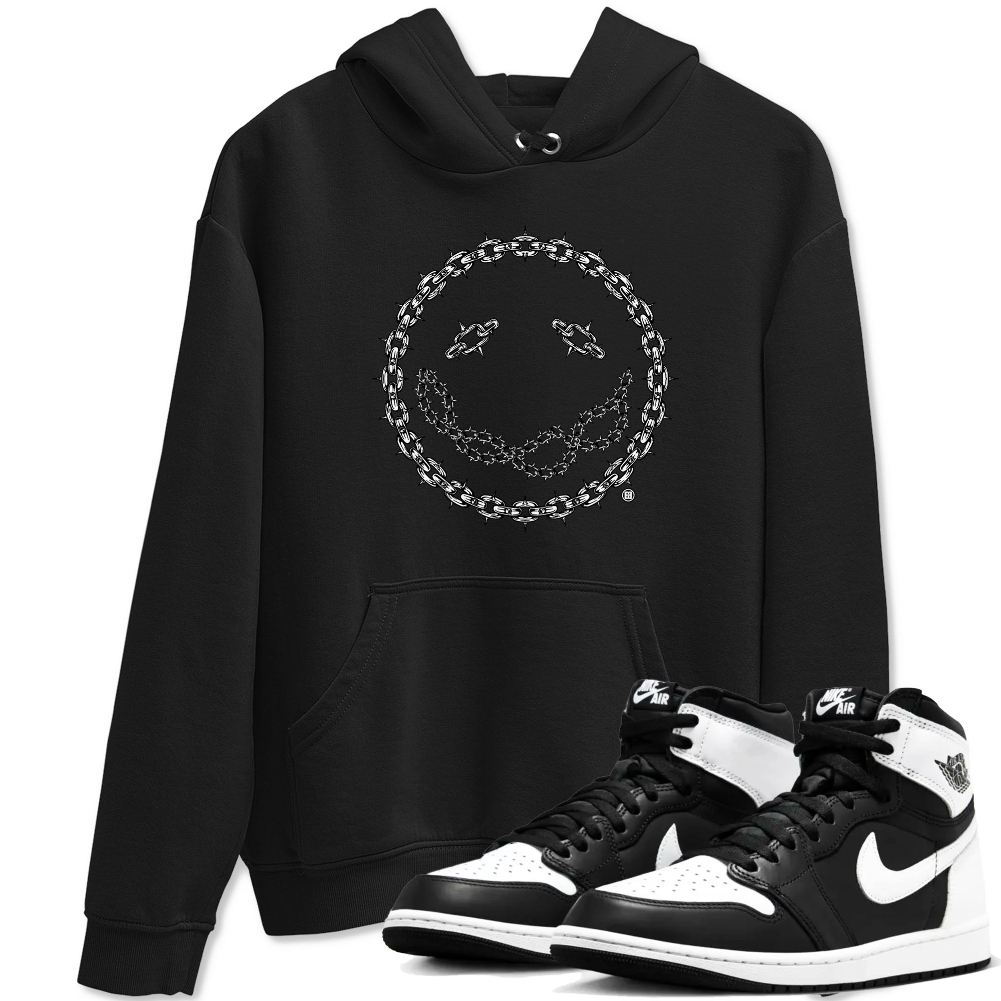 Chain Smile snkmatch Tees - Air Jordan 1 Black White