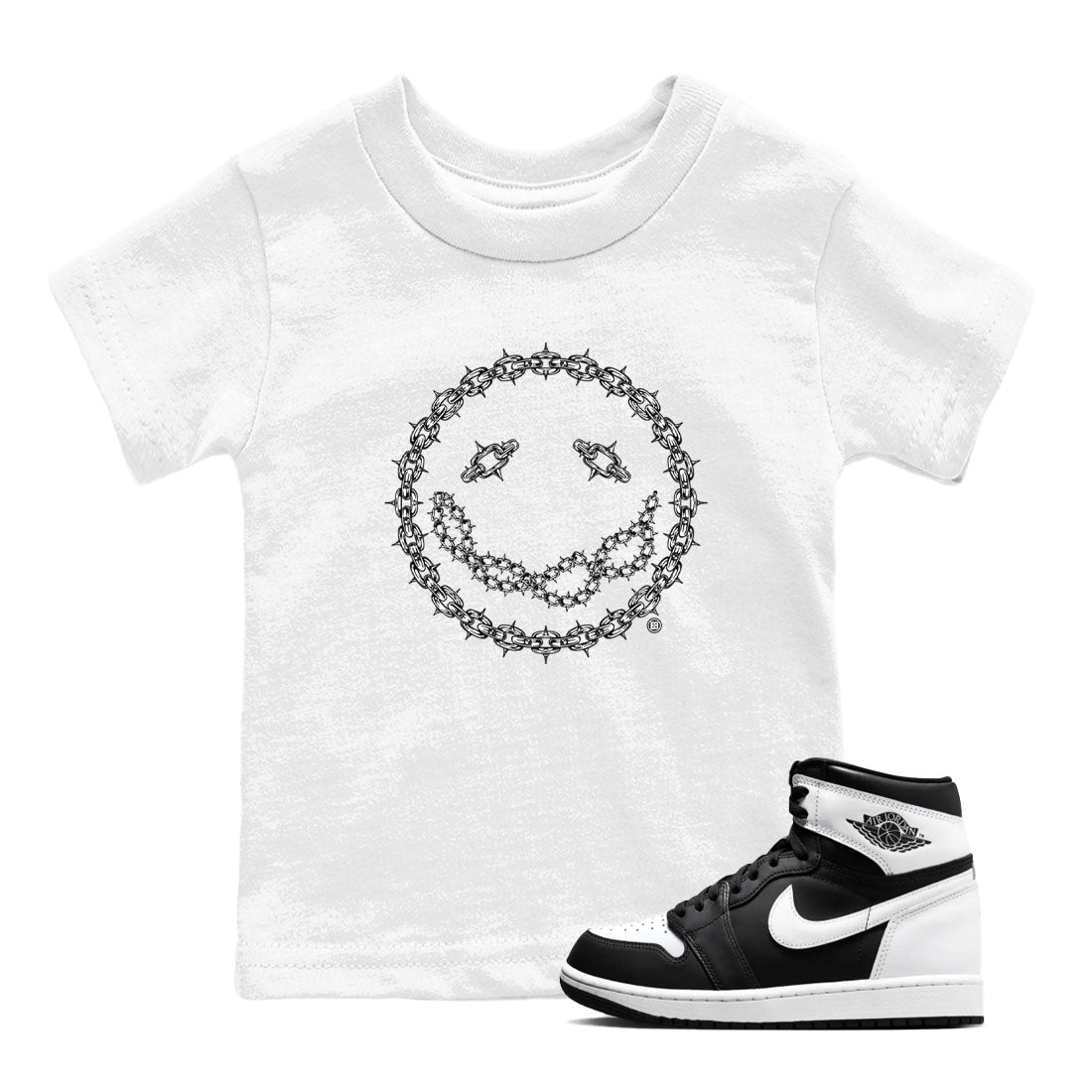 Chain Smile snkmatch Tees Kids - Air Jordan 1 Black White