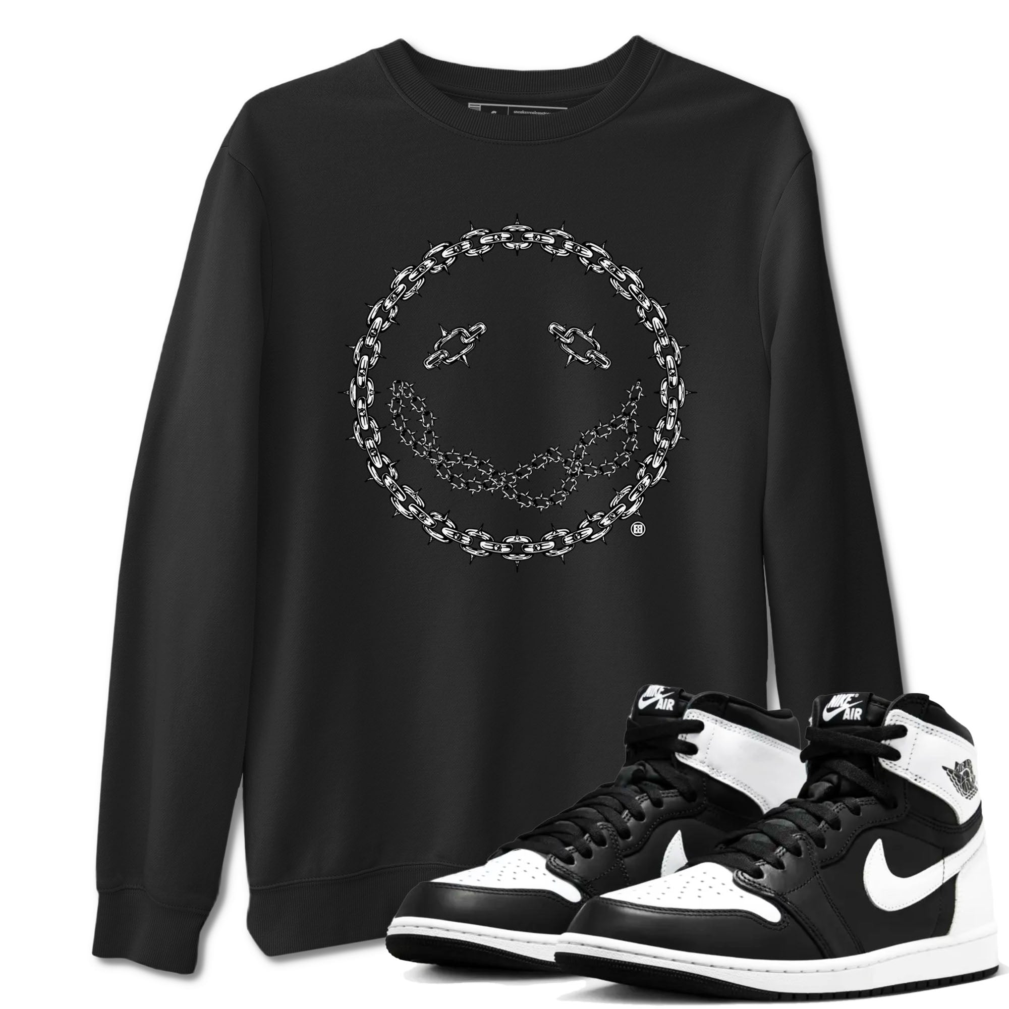 Chain Smile snkmatch Tees - Air Jordan 1 Black White