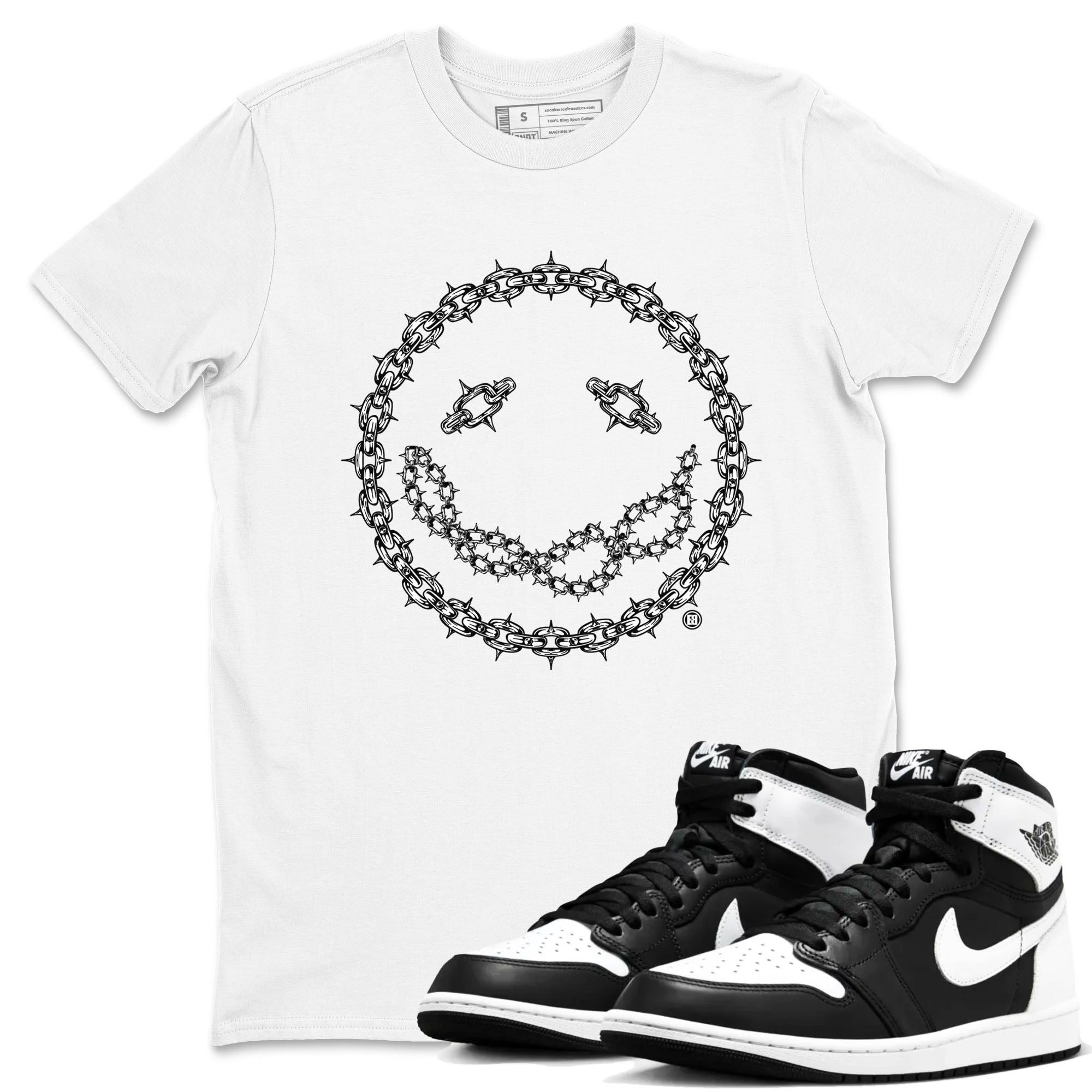 Chain Smile snkmatch Tees - Air Jordan 1 Black White