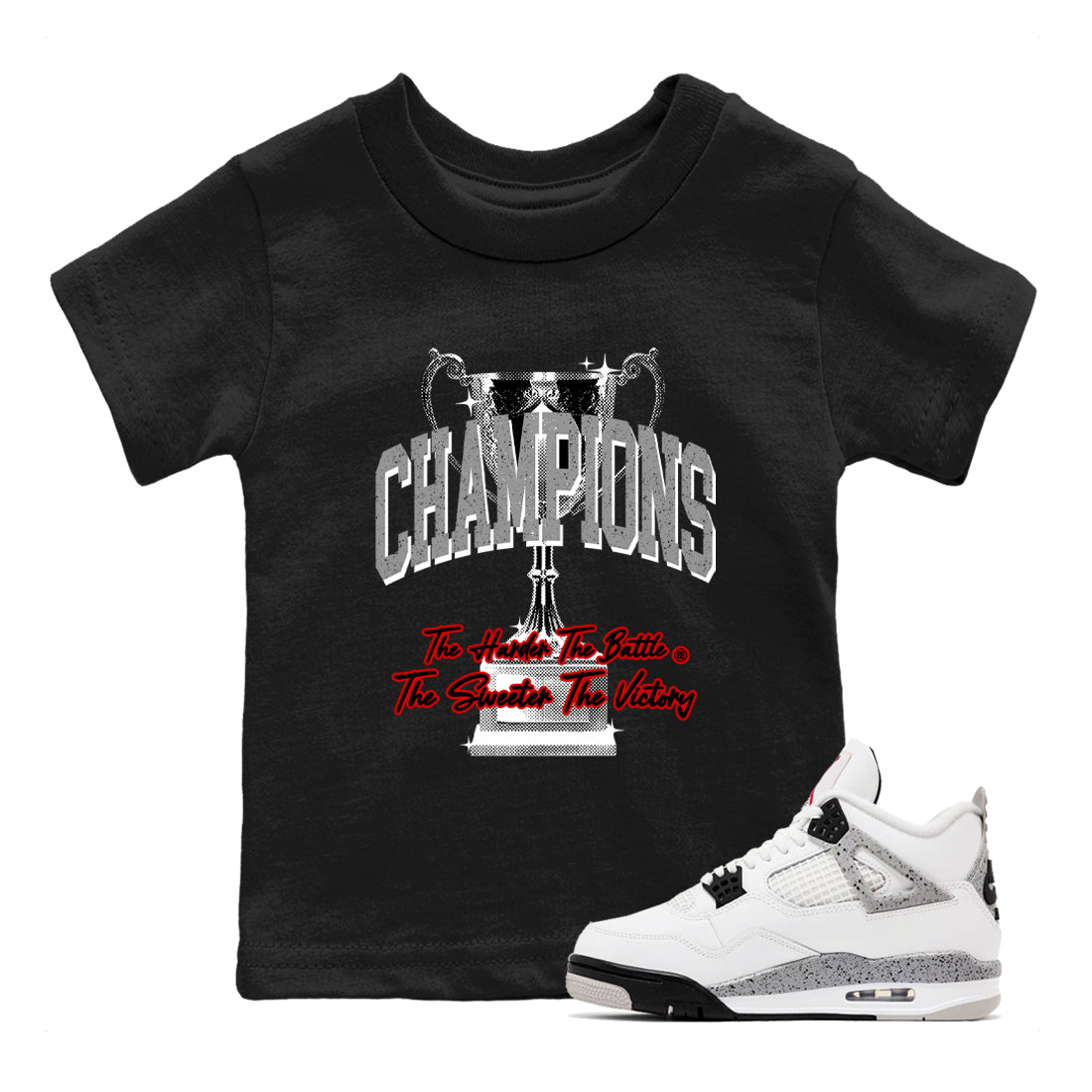 Champions Trophy snkmatch Tees Kids - Air Jordan 4 White Cement