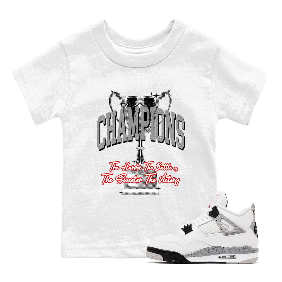Champions Trophy snkmatch Tees Kids - Air Jordan 4 White Cement