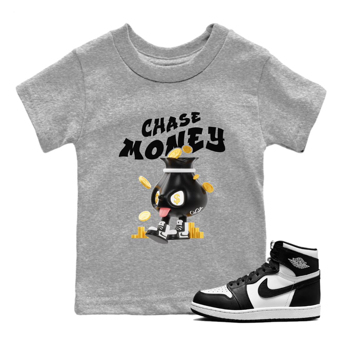 Chase Money snkmatch Tee Kids - Air Jordan 1 Black White