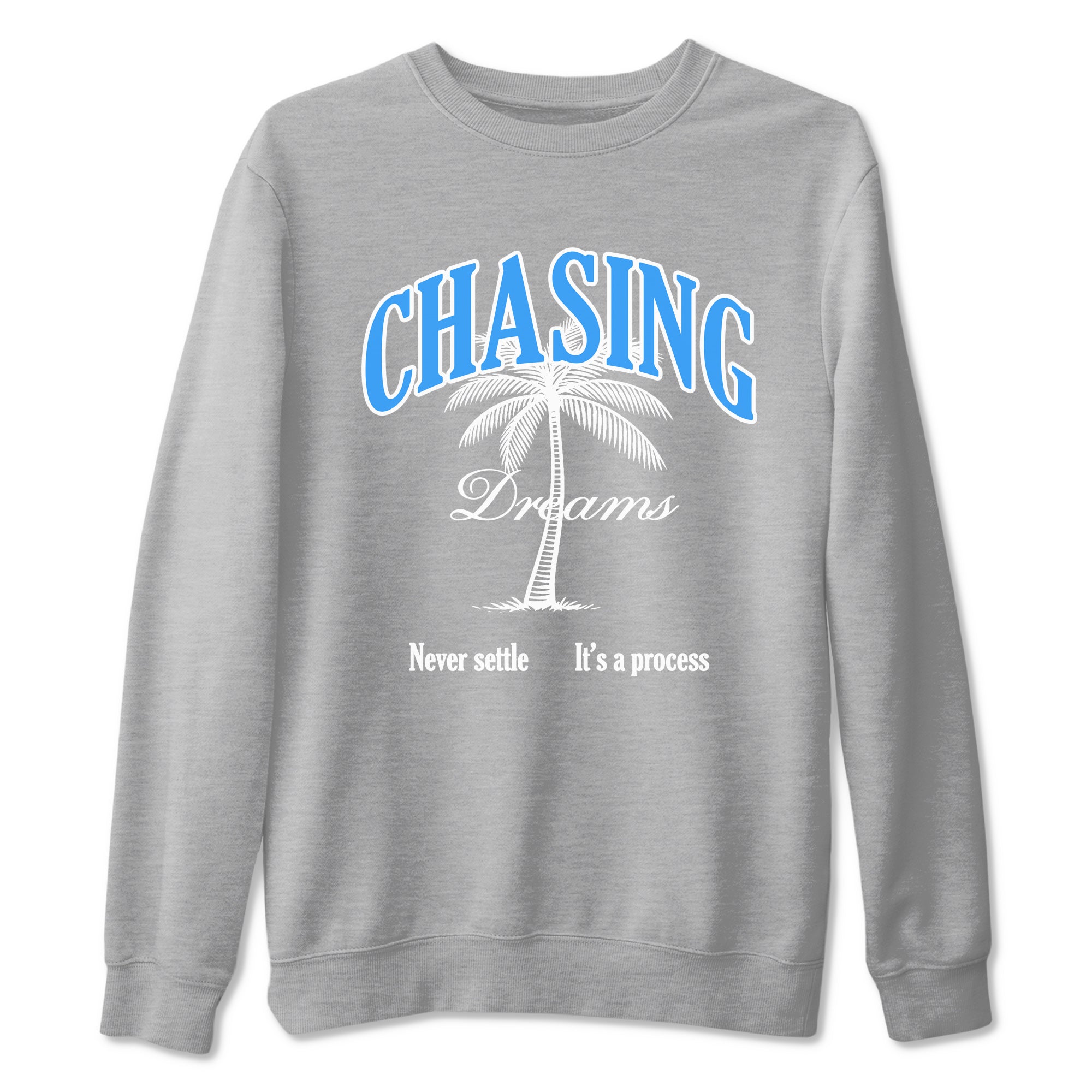 Chasing Dreams snkmatch Tees - Air Jordan 12 White and University Blue