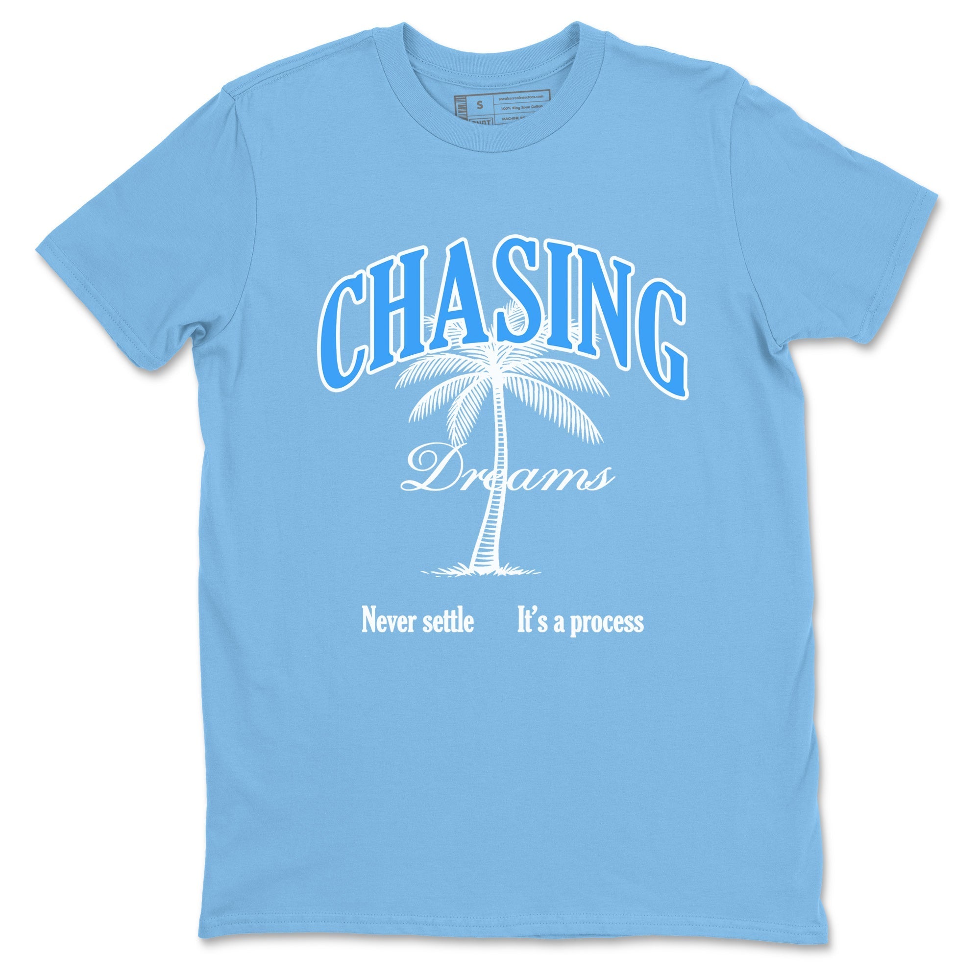 Chasing Dreams snkmatch Tees - Air Jordan 12 White and University Blue