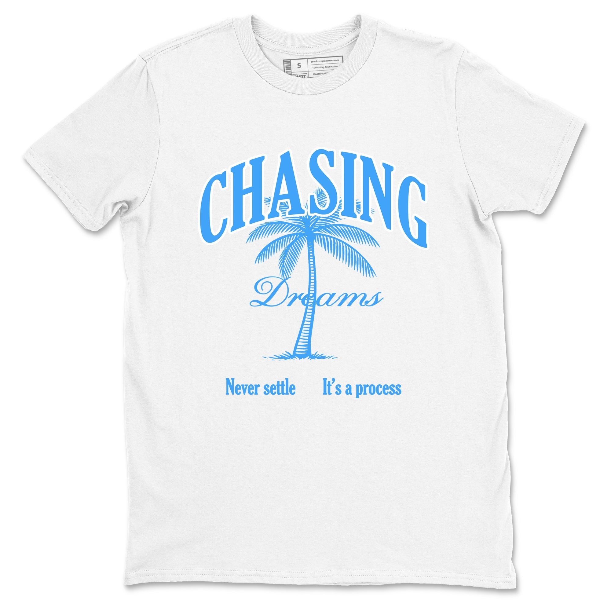 Chasing Dreams snkmatch Tees - Air Jordan 12 White and University Blue
