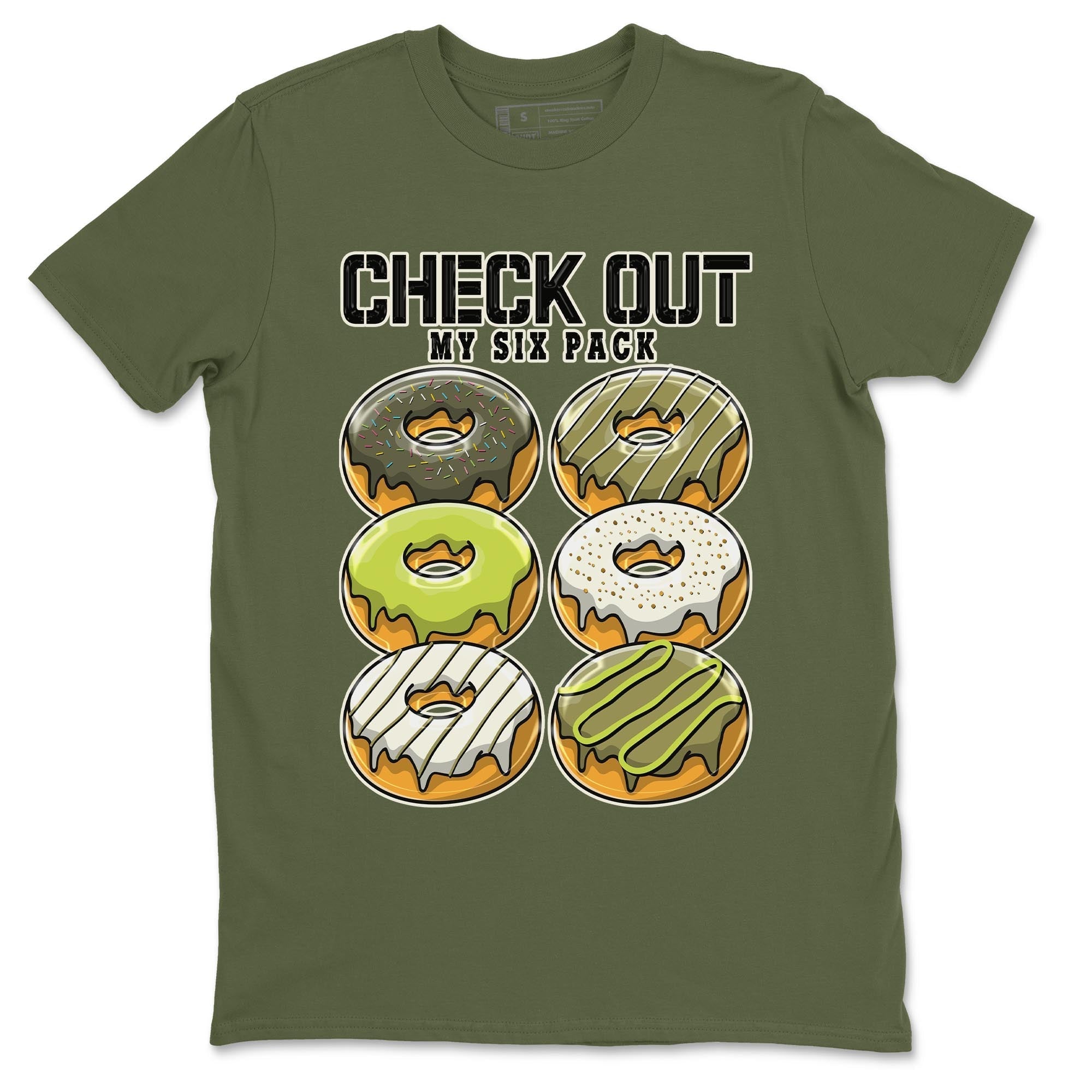 Check Out My Six Pack snkmatch Tee - Air Jordan 1 Travis Scott Golf Olive