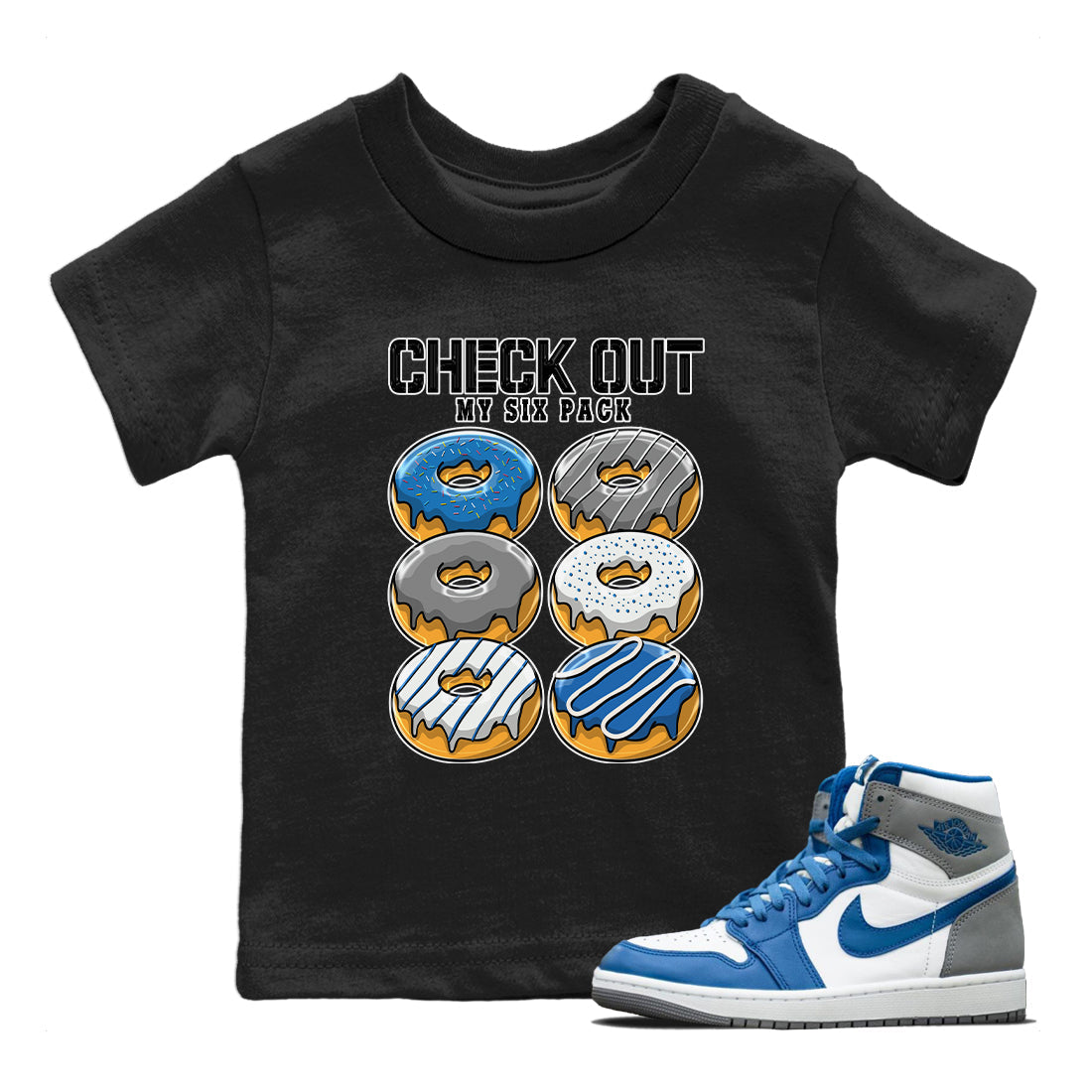 Check Out My Six Pack Kids Tops - Air Jordan 1 True Blue