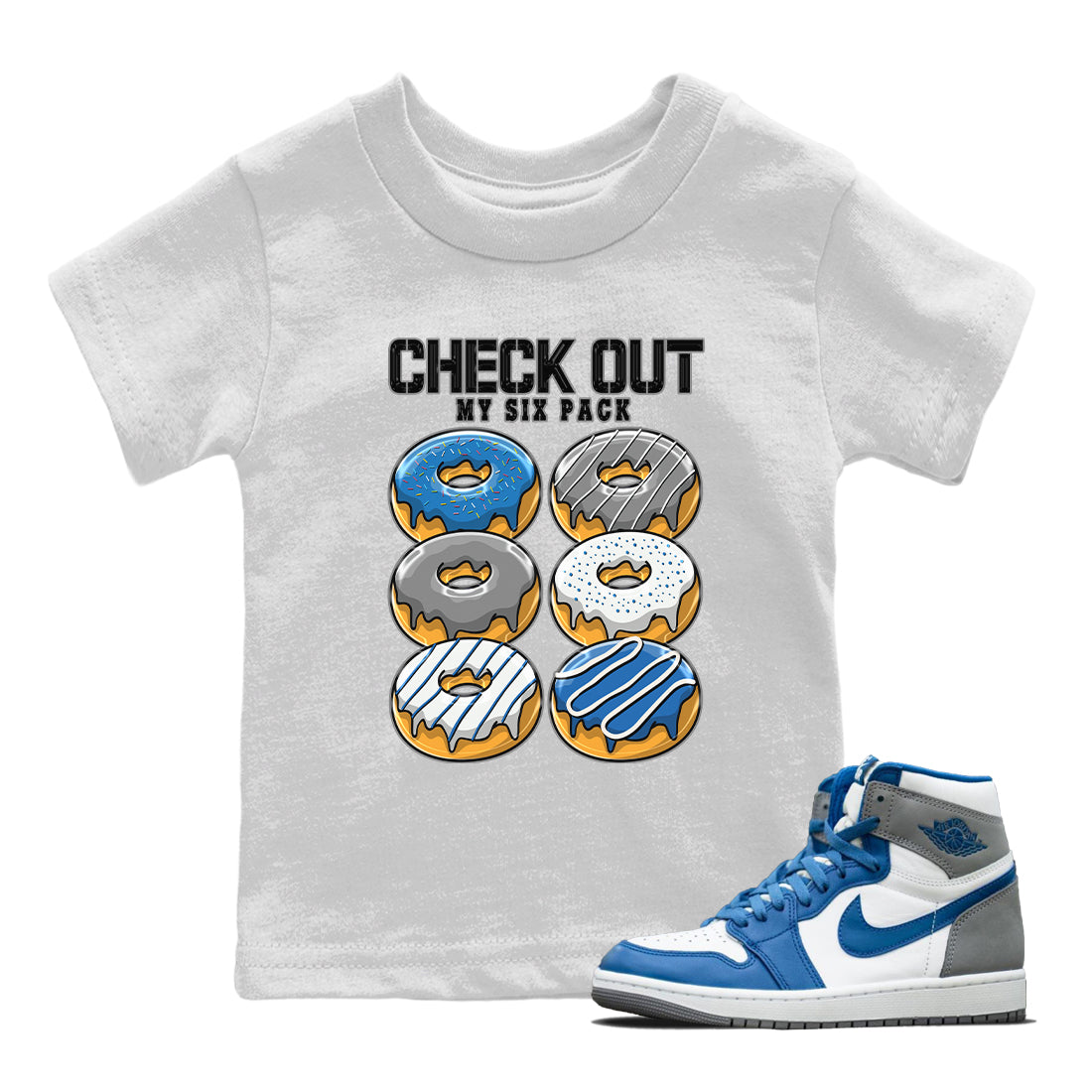 Check Out My Six Pack Kids Tops - Air Jordan 1 True Blue
