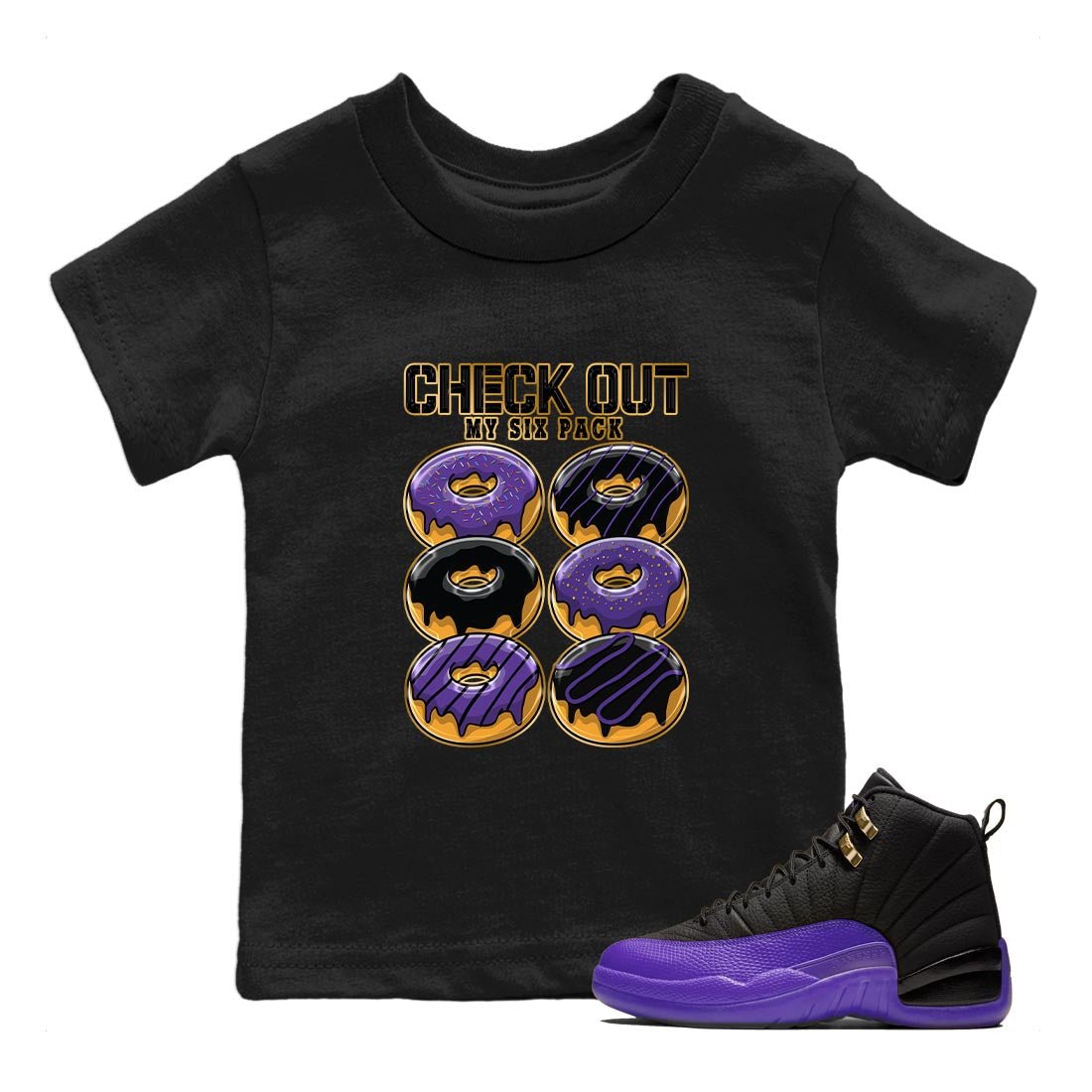 Check Out My Six Pack snkmatch Tee Kids - Air Jordan 12 Field Purple