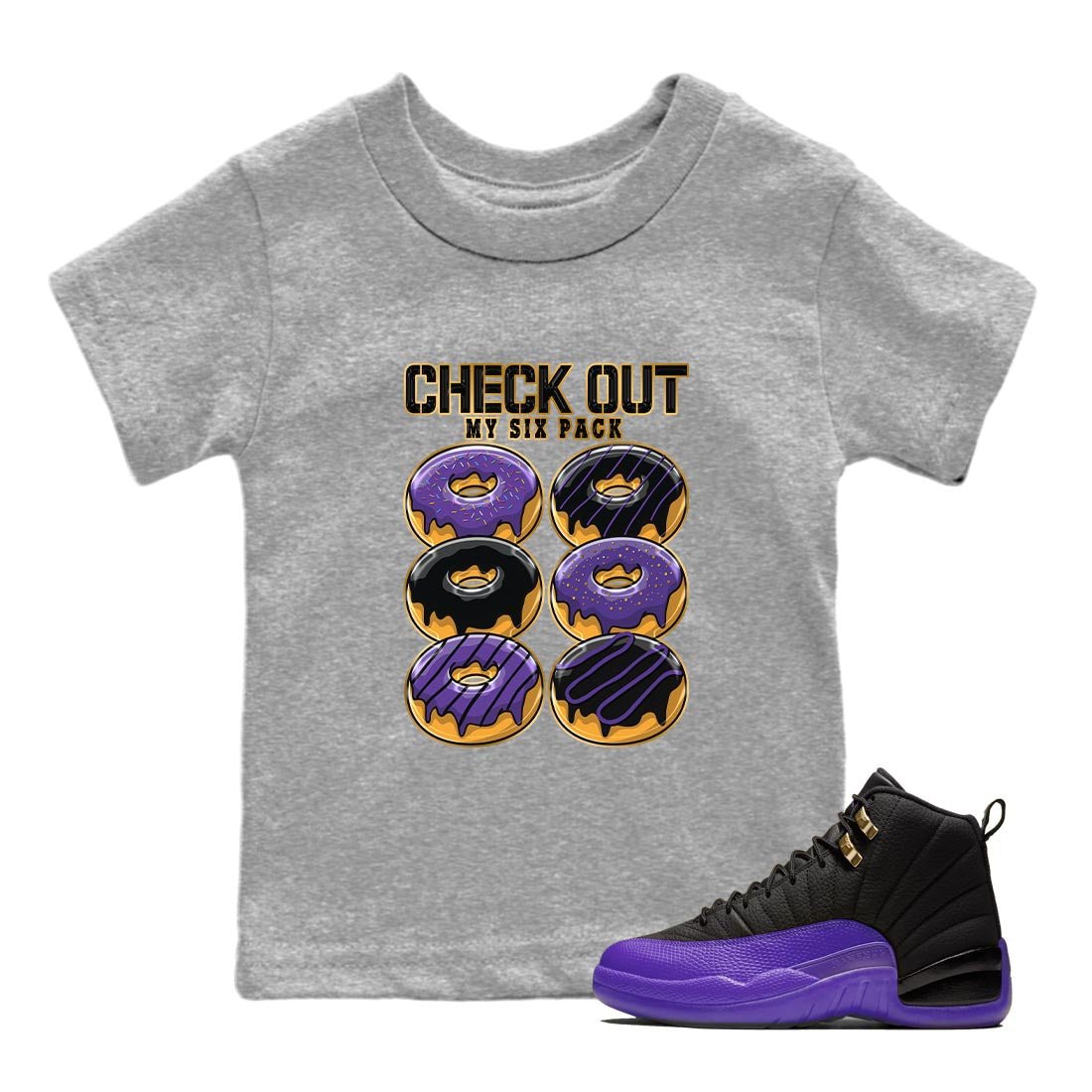Check Out My Six Pack snkmatch Tee Kids - Air Jordan 12 Field Purple