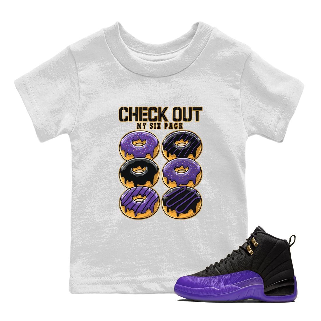 Check Out My Six Pack snkmatch Tee Kids - Air Jordan 12 Field Purple