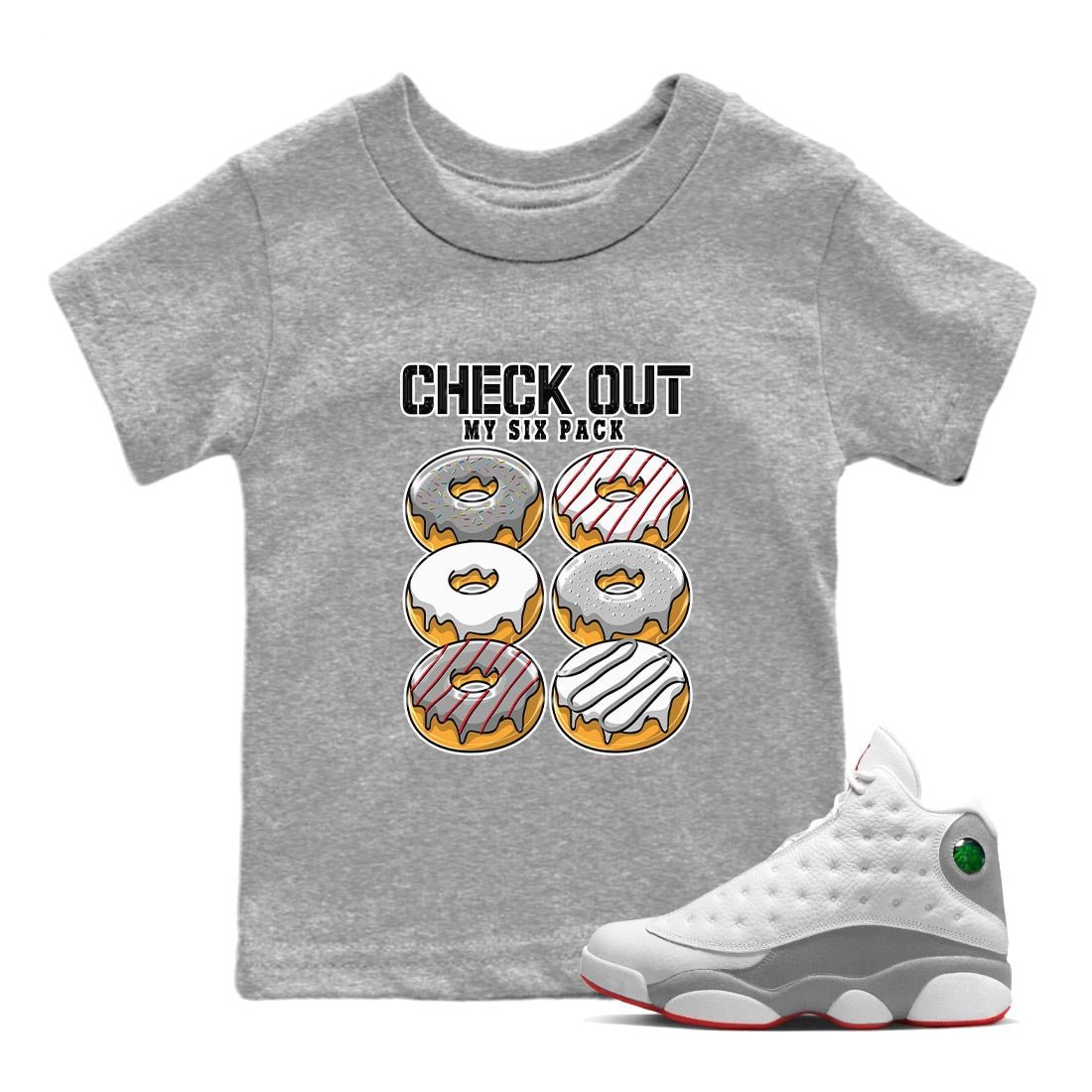 Check Out My Six Pack Kids Tops - Air Jordan 13 Wolf Grey