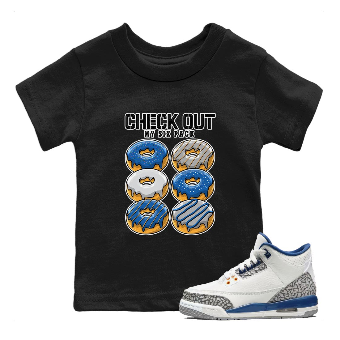 Check Out My Six Pack Kids Tops - Air Jordan 3 Wizards