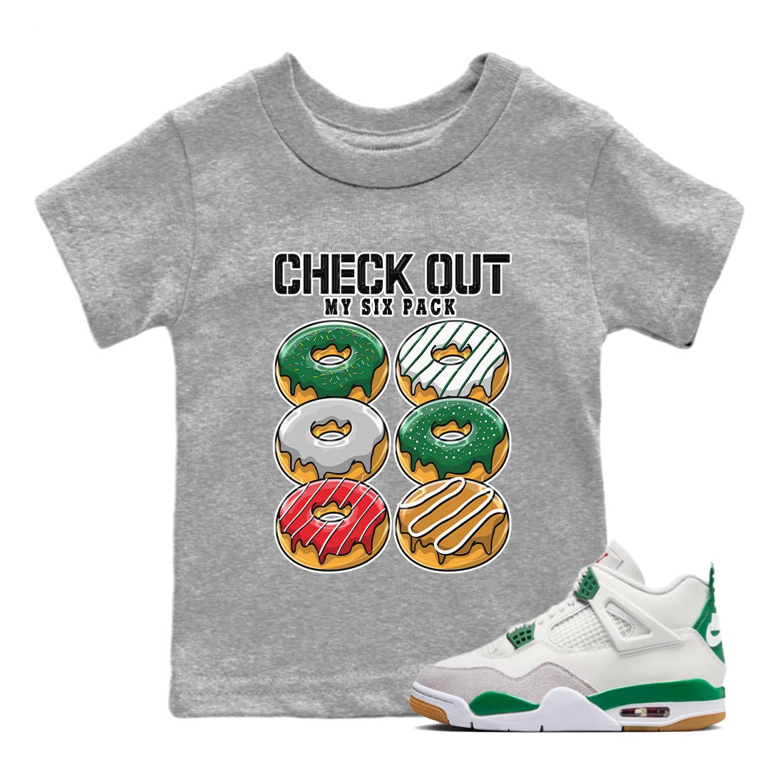 Check Out My Six Pack Kids Tops - Air Jordan 4 Pine Green