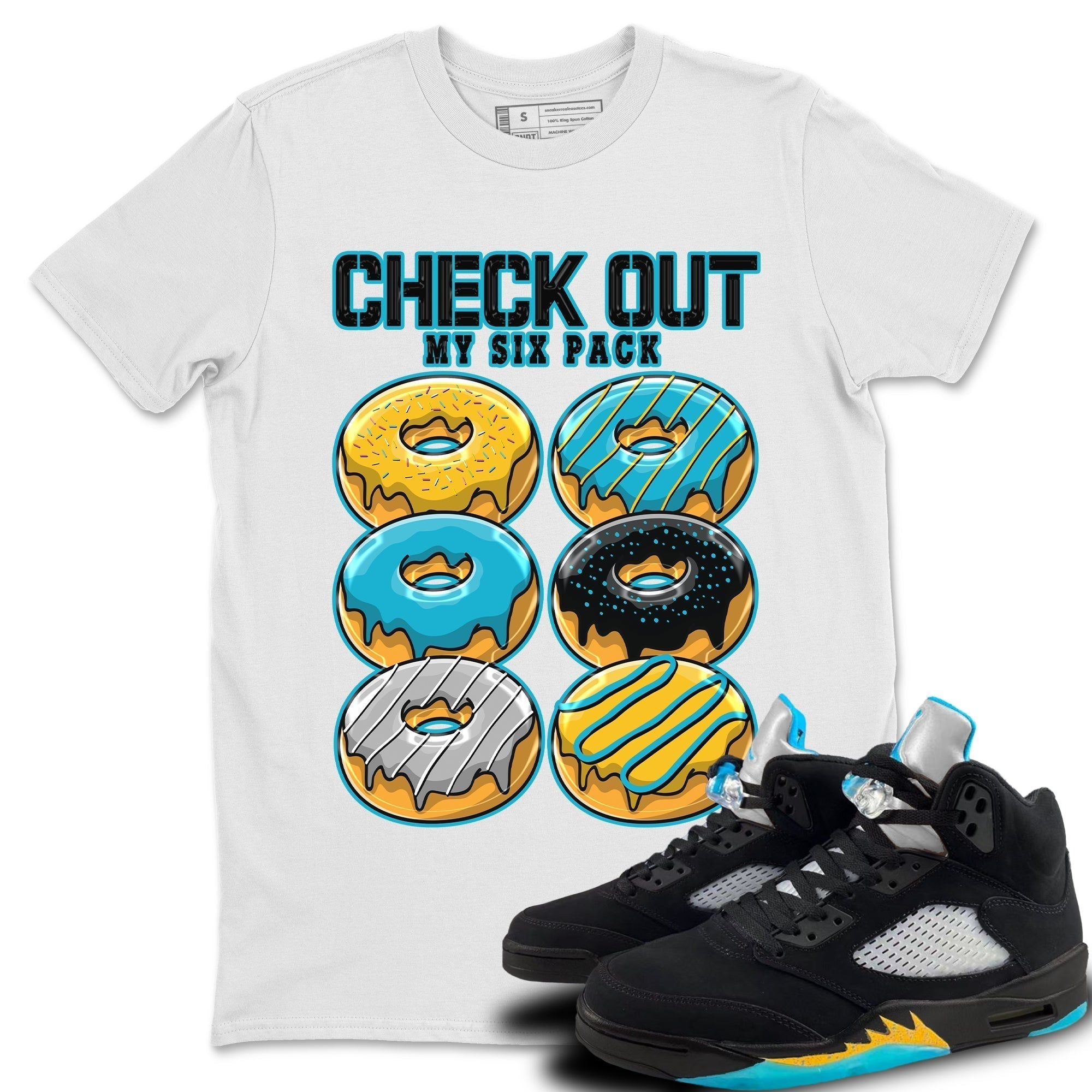 Check Out My Six Pack Unisex Tops - Air Jordan 5 Aqua