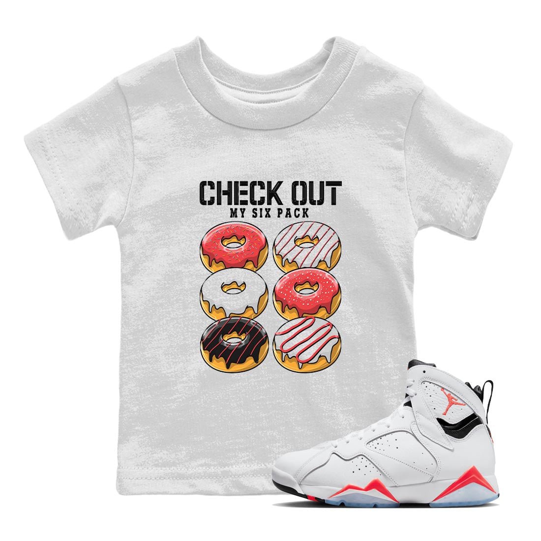 Check Out My Six Pack snkmatch Tee Kids - Air Jordan 7 White Infrared