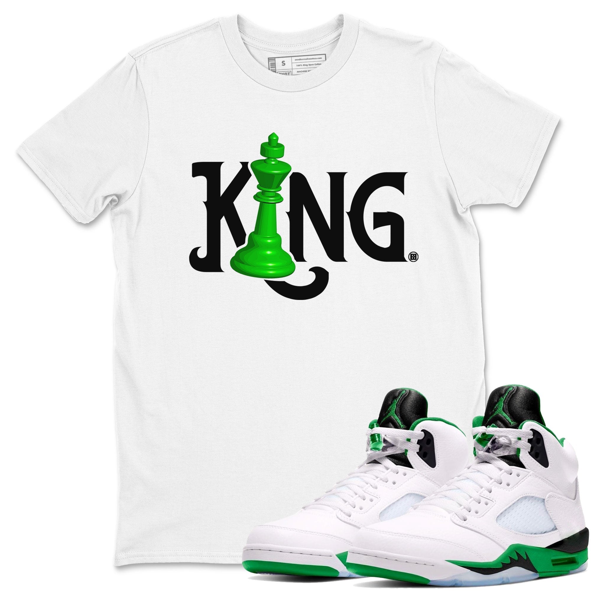 Chess King snkmatch Tees - Air Jordan 5 Lucky Green