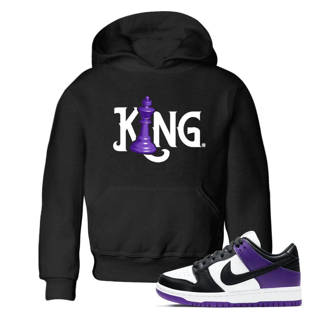 Chess King snkmatch Tees Kids - Dunk Low Court Purple