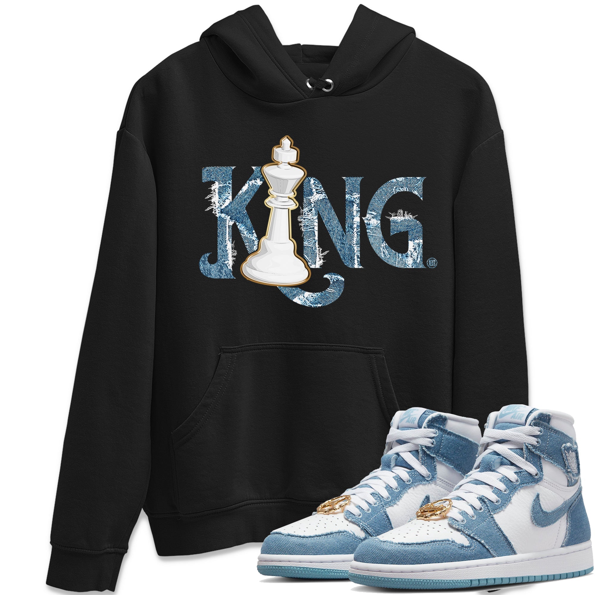 Chess King Unisex Tops - Air Jordan 1 Denim