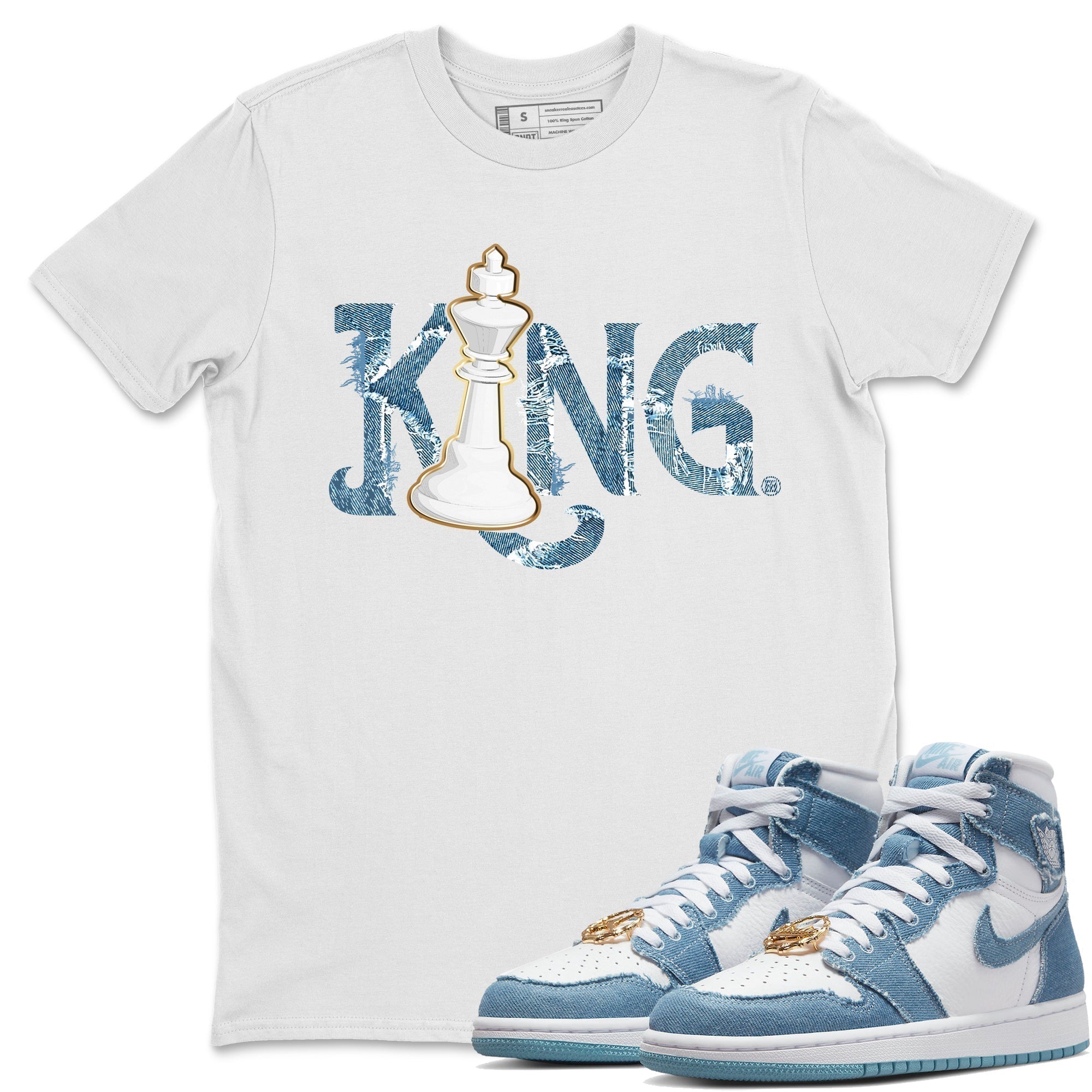 Chess King Unisex Tops - Air Jordan 1 Denim