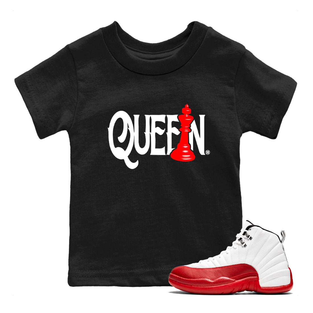 Chess Queen snkmatch Tees Kids - Air Jordan 12 Cherry
