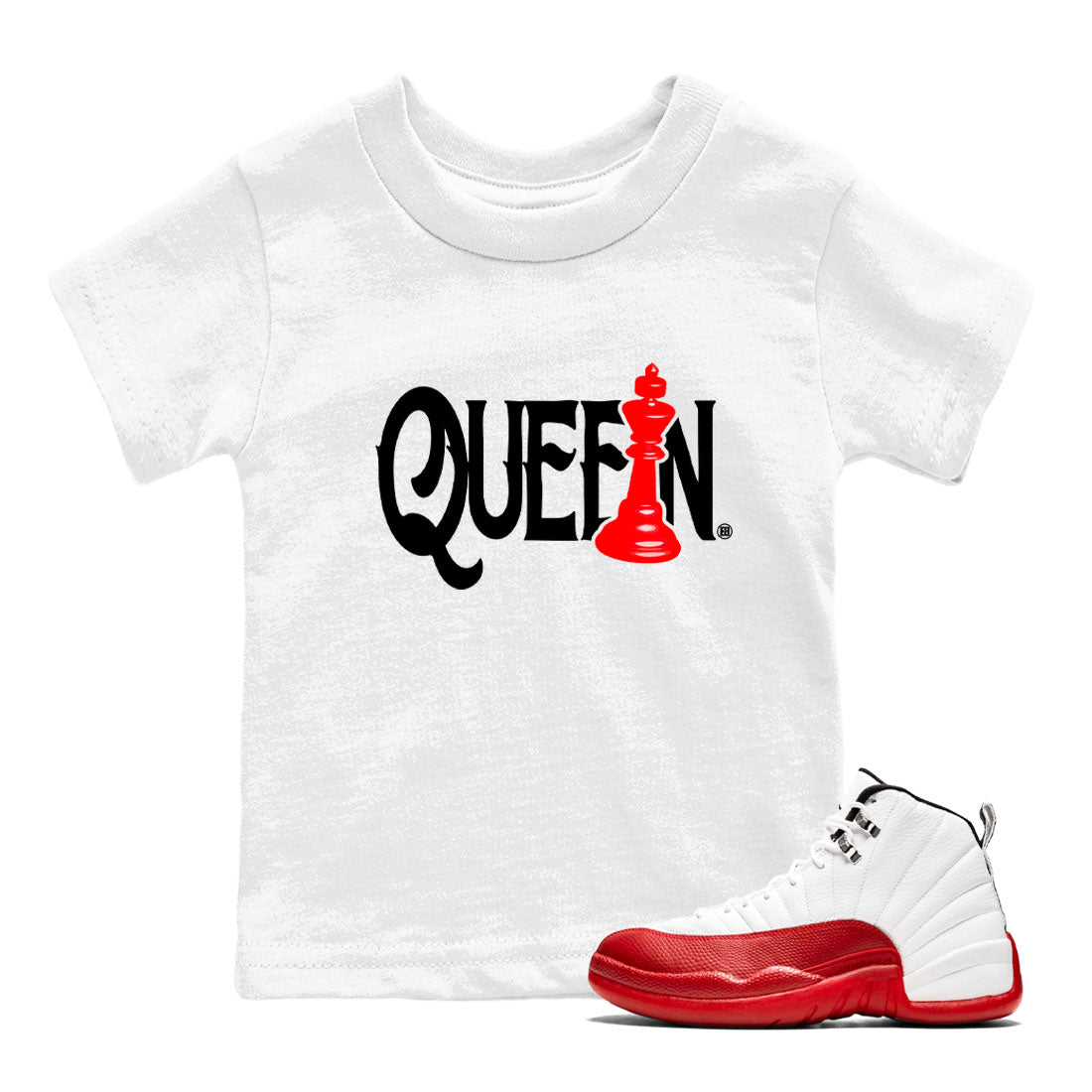 Chess Queen snkmatch Tees Kids - Air Jordan 12 Cherry
