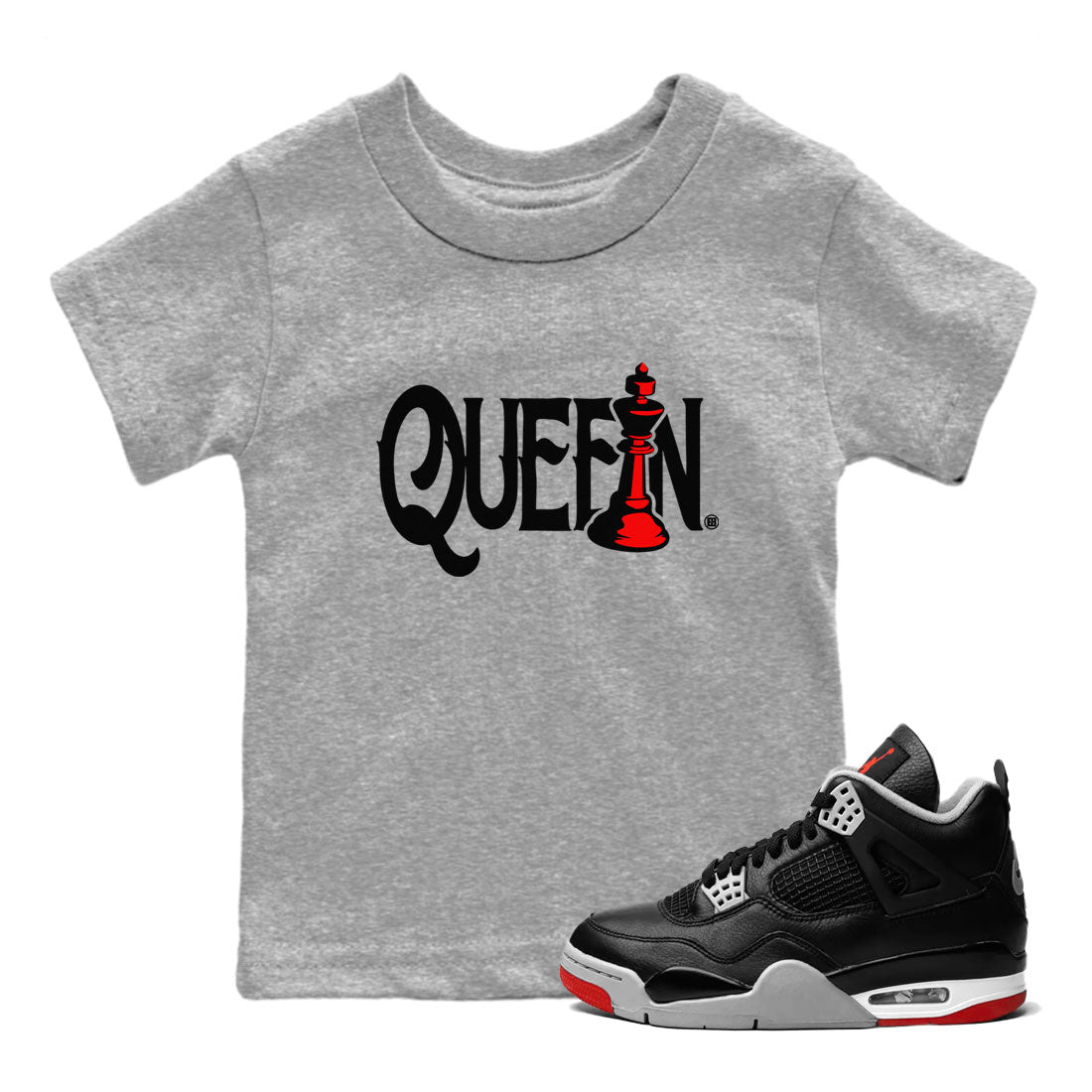 Chess Queen snkmatch Tees Kids - Air Jordan 4 Bred Reimagined
