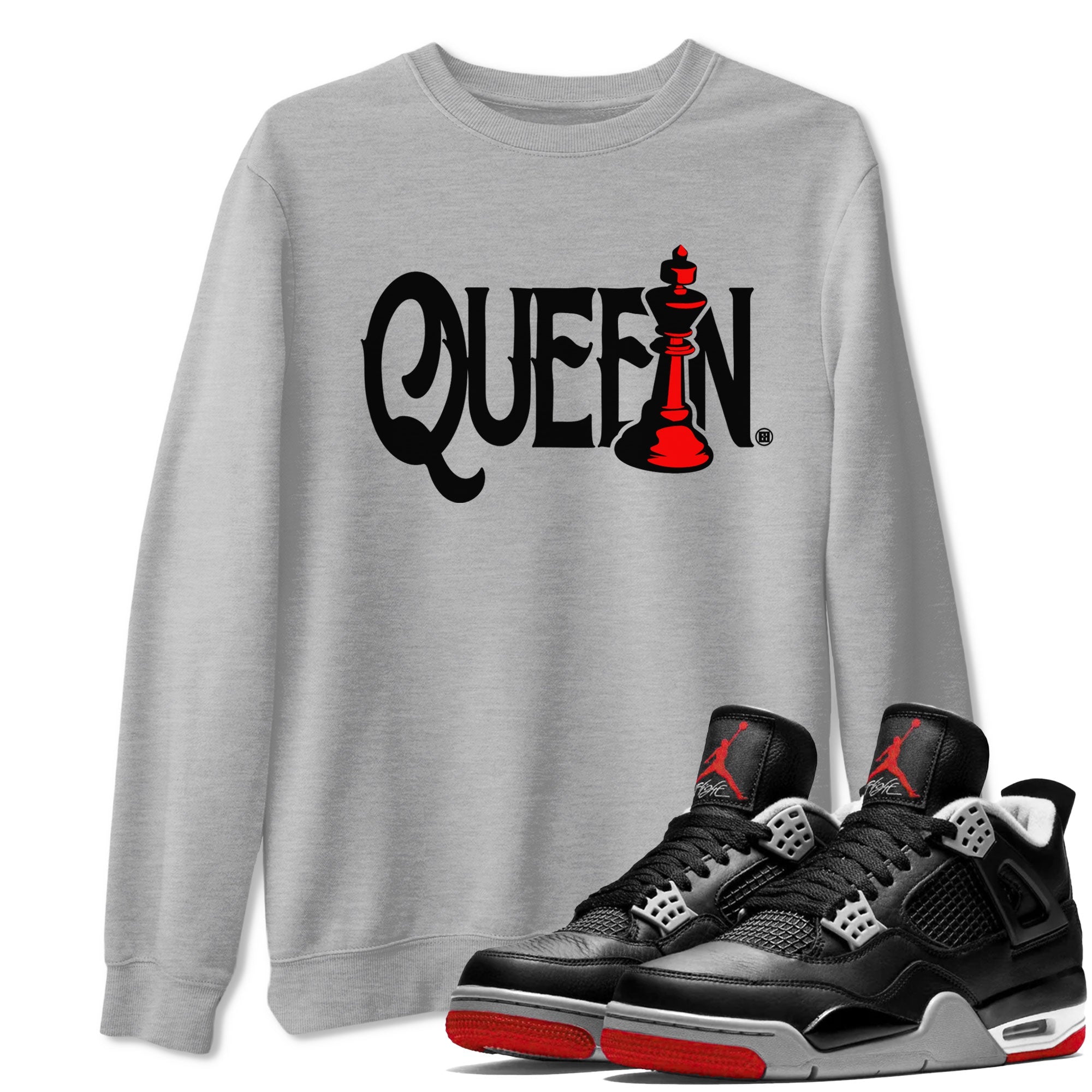 Chess Queen snkmatch Tees - Air Jordan 4 Bred Reimagined