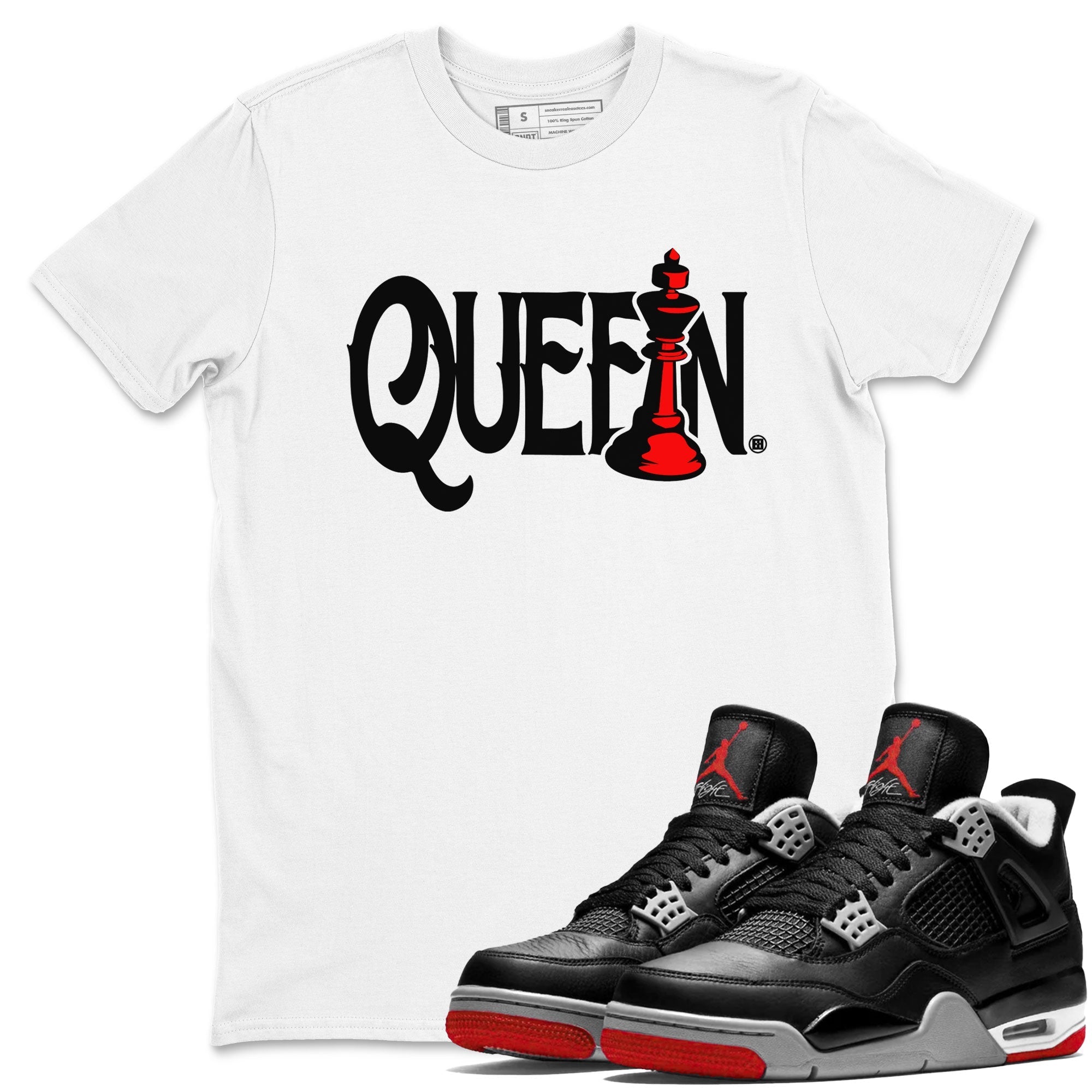 Chess Queen snkmatch Tees - Air Jordan 4 Bred Reimagined