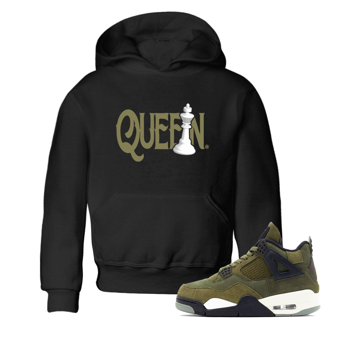 Chess Queen snkmatch Tee Kids - Air Jordan 4 Medium Olive