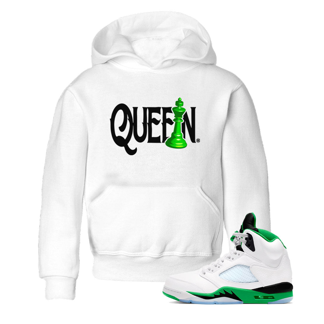 Chess Queen snkmatch Tees Kids - Air Jordan 5 Lucky Green