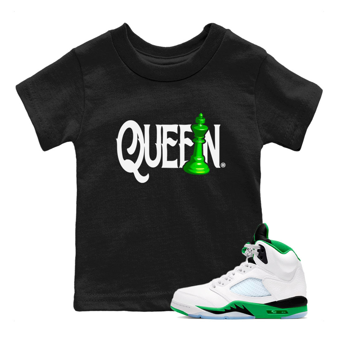 Chess Queen snkmatch Tees Kids - Air Jordan 5 Lucky Green