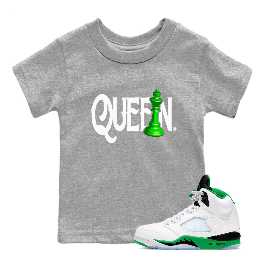 Chess Queen snkmatch Tees Kids - Air Jordan 5 Lucky Green