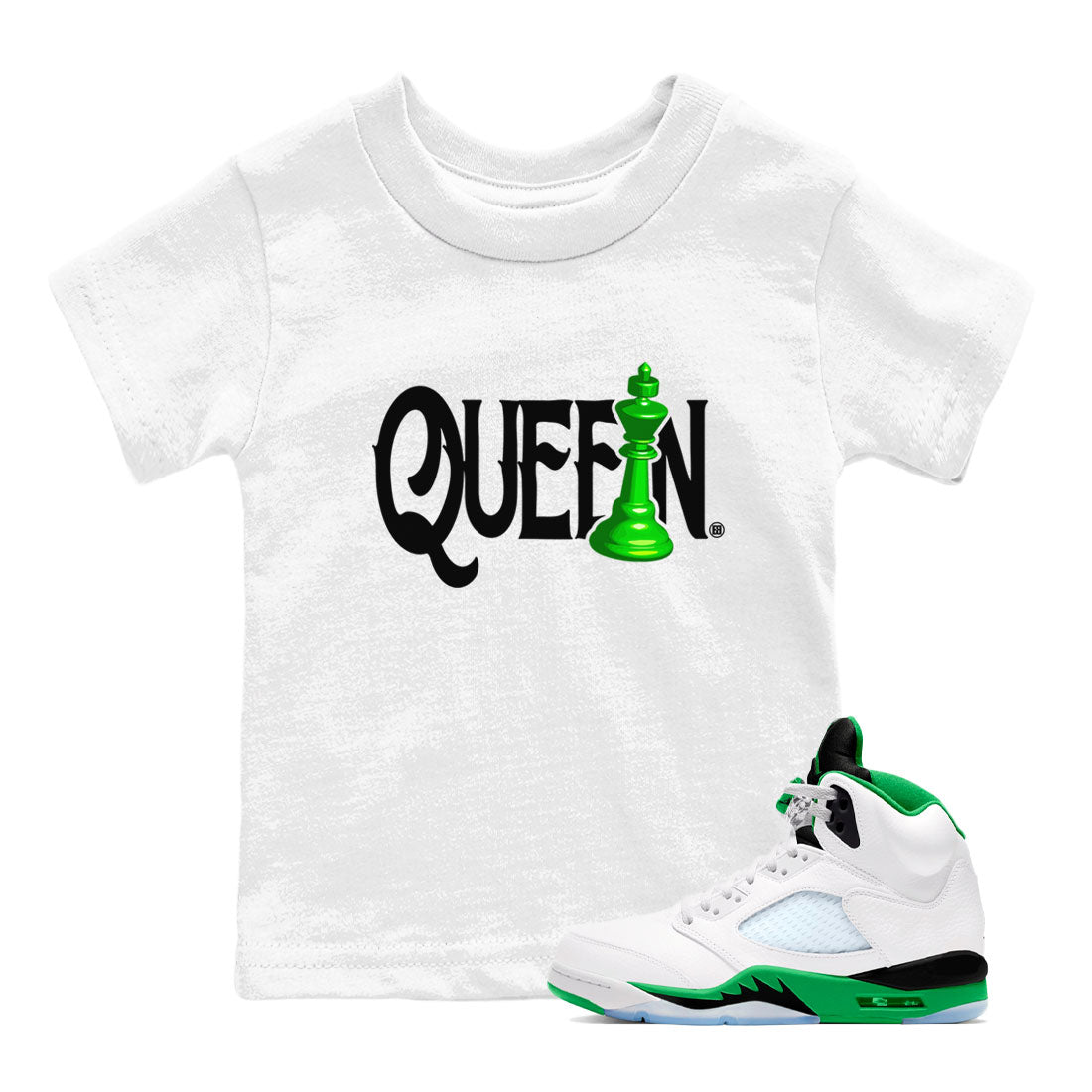 Chess Queen snkmatch Tees Kids - Air Jordan 5 Lucky Green