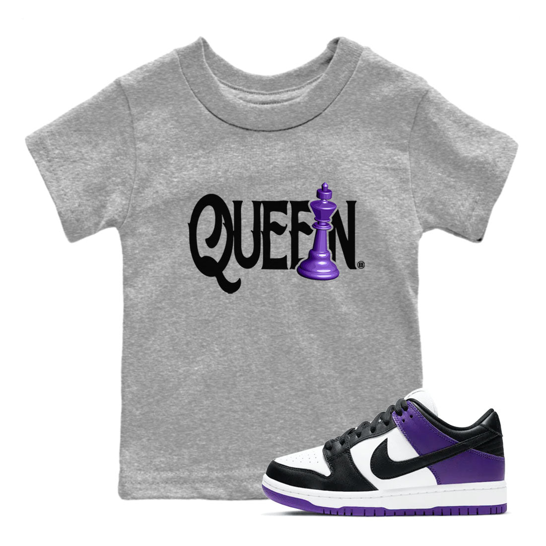 Chess Queen snkmatch Tees Kids - Dunk Low Court Purple