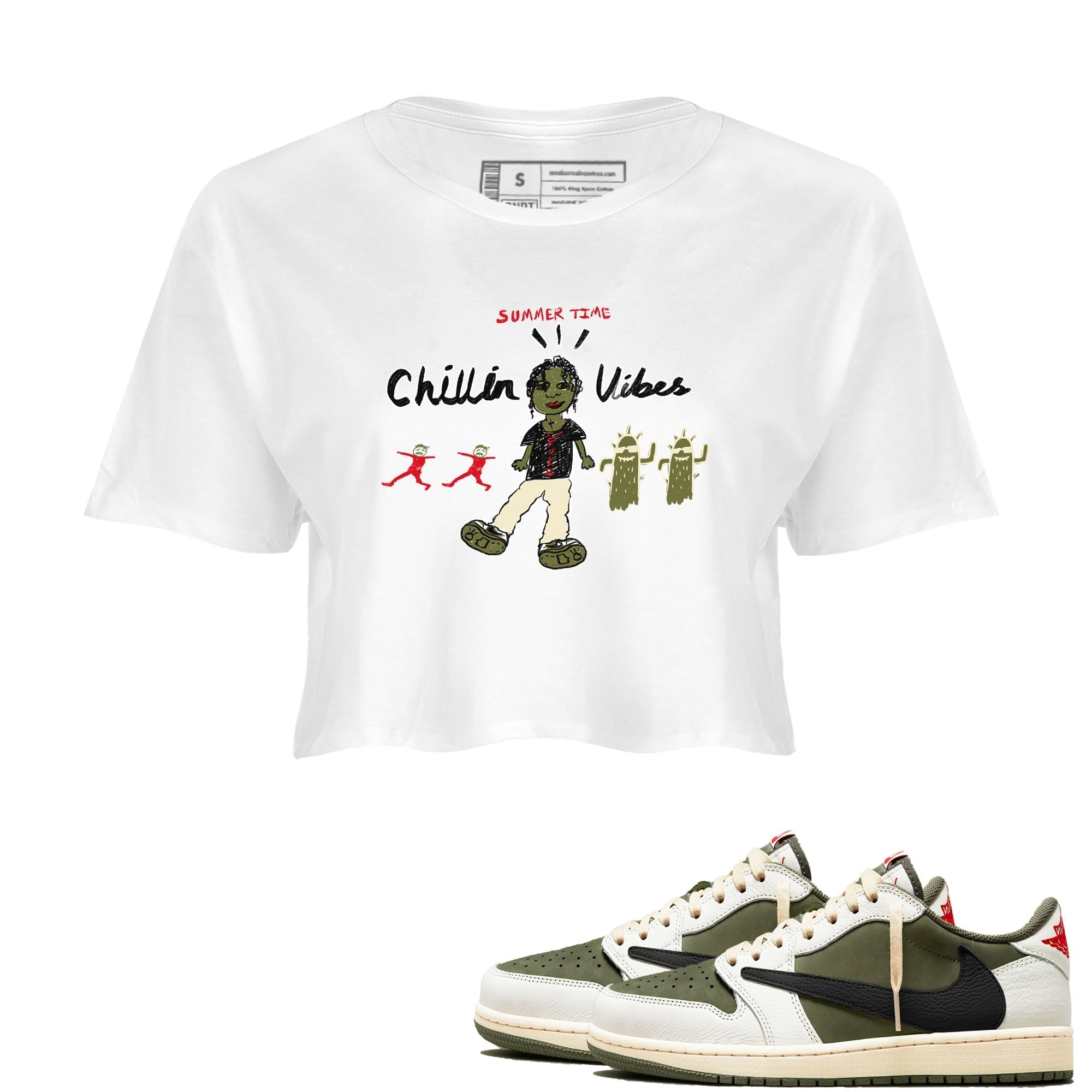 Chillin Vibes snkmatch Women's Top - Air Jordan 1 Travis Scott Medium Olive