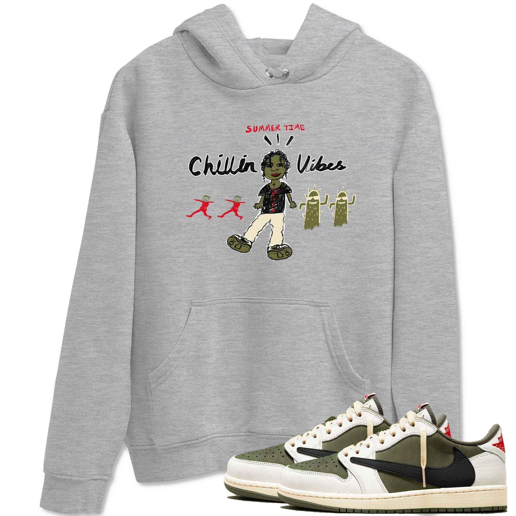 Chillin Vibes snkmatch Tees - Air Jordan 1 Travis Scott Medium Olive